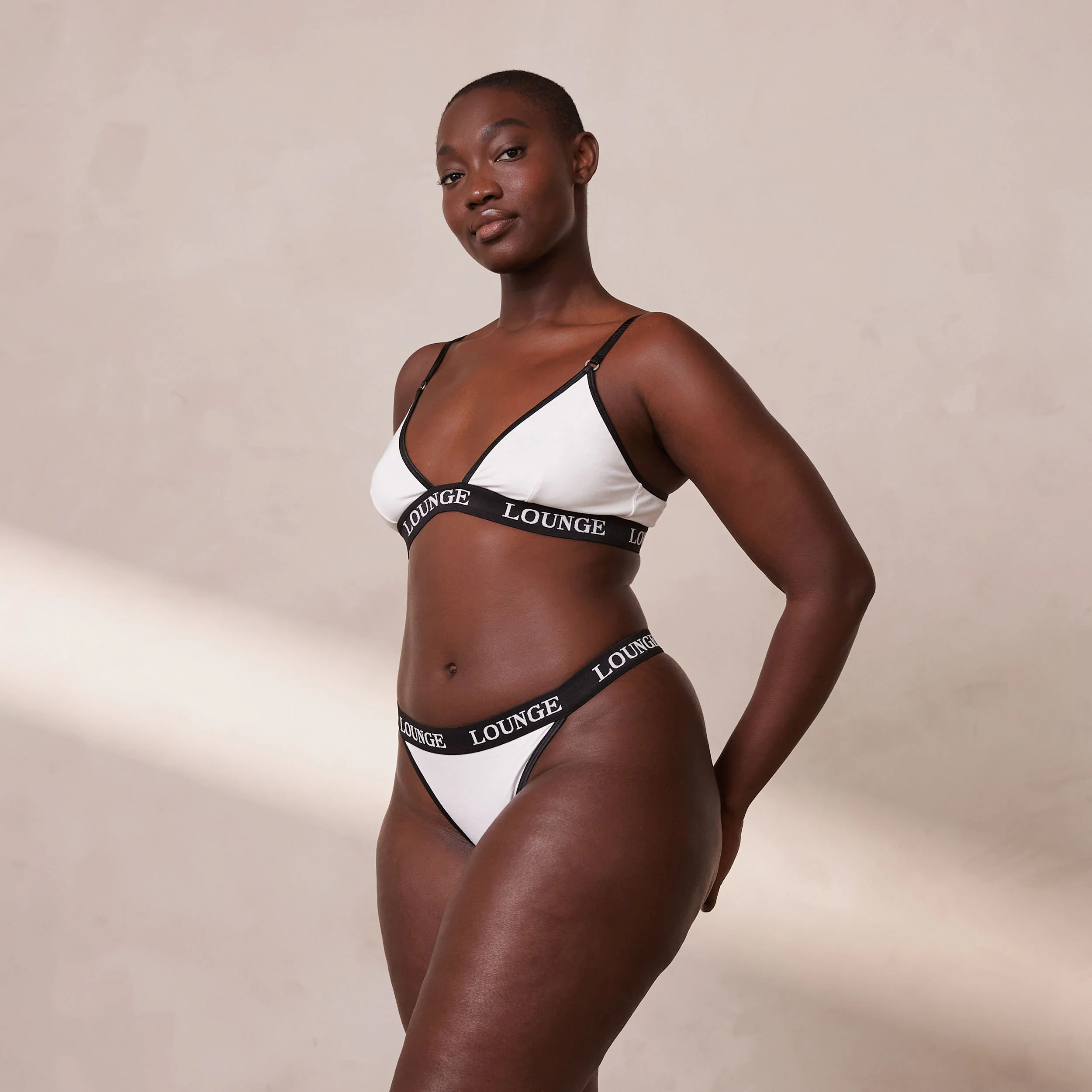 Bamboo Triangle Bra - White & Black - Image 11