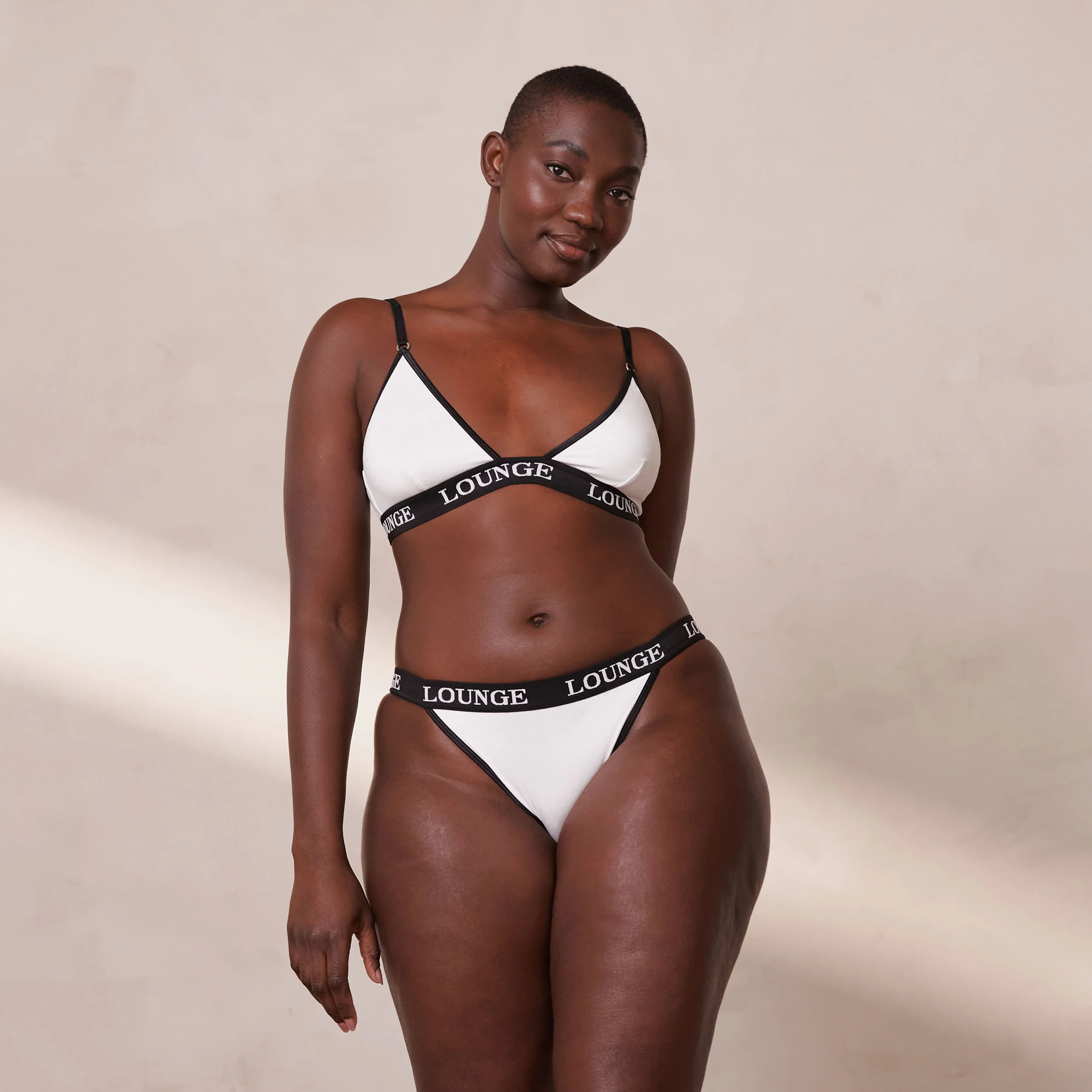 Bamboo Triangle Bra - White & Black - Image 19