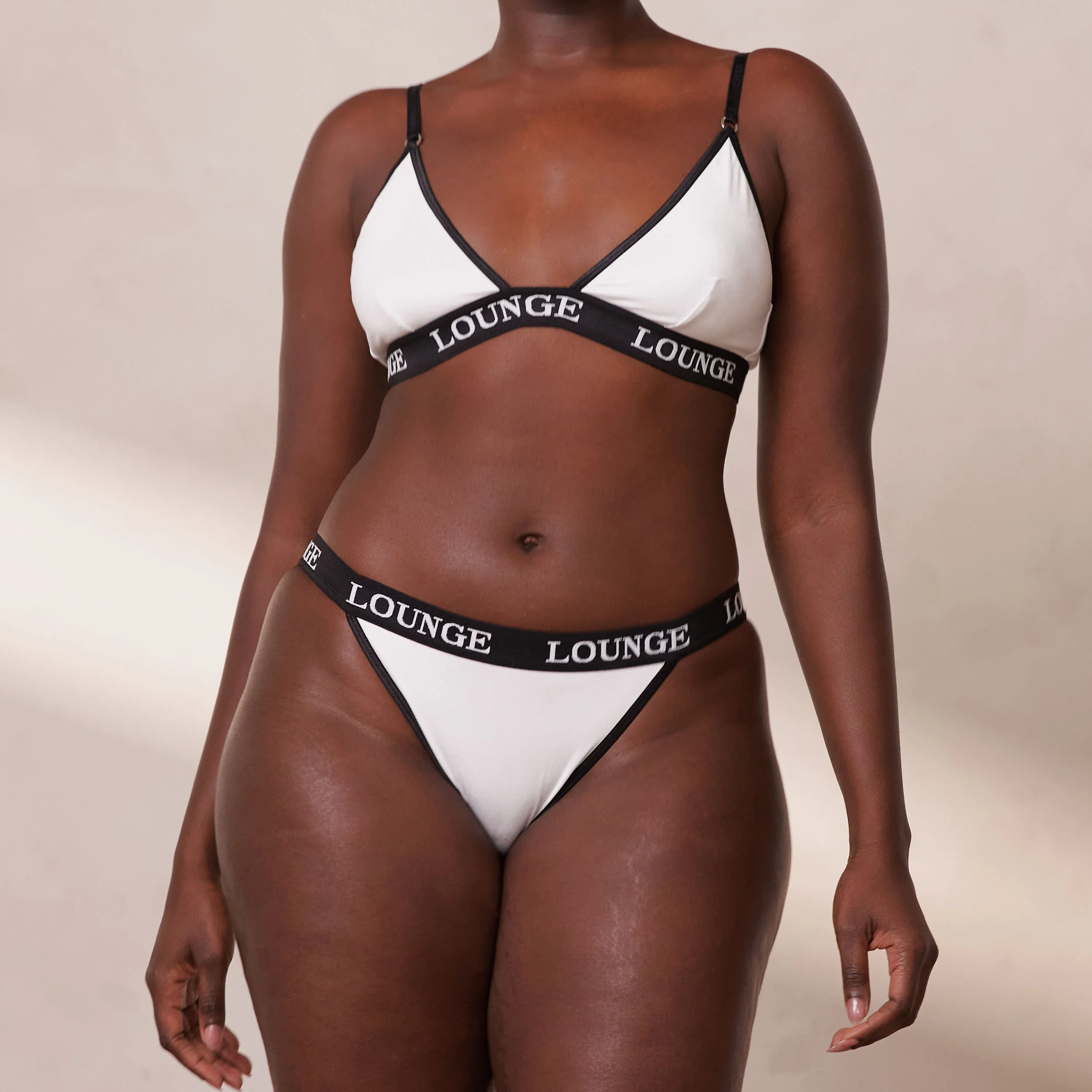 Bamboo Triangle Bra - White & Black - Image 21