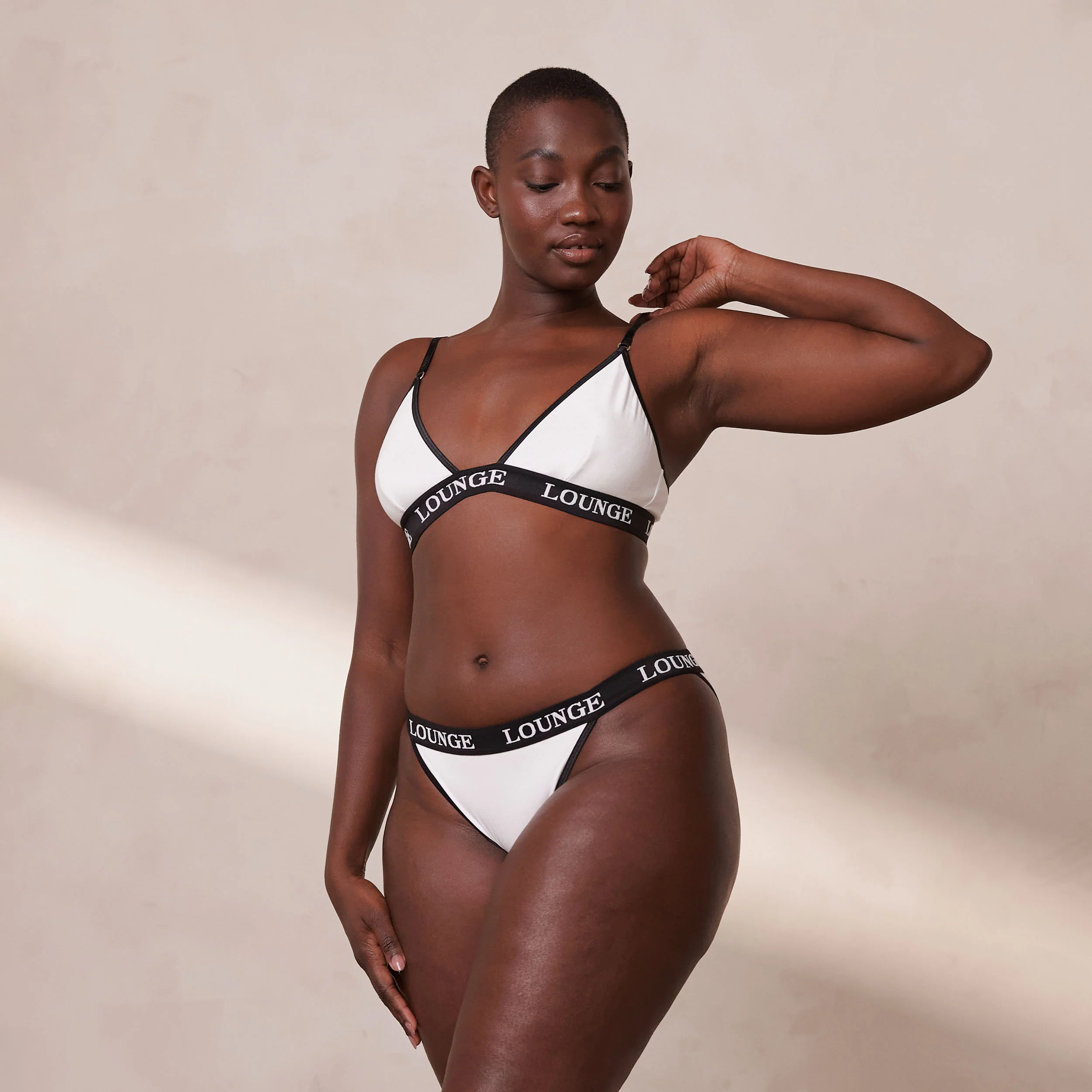 Bamboo Triangle Bra - White & Black - Image 23