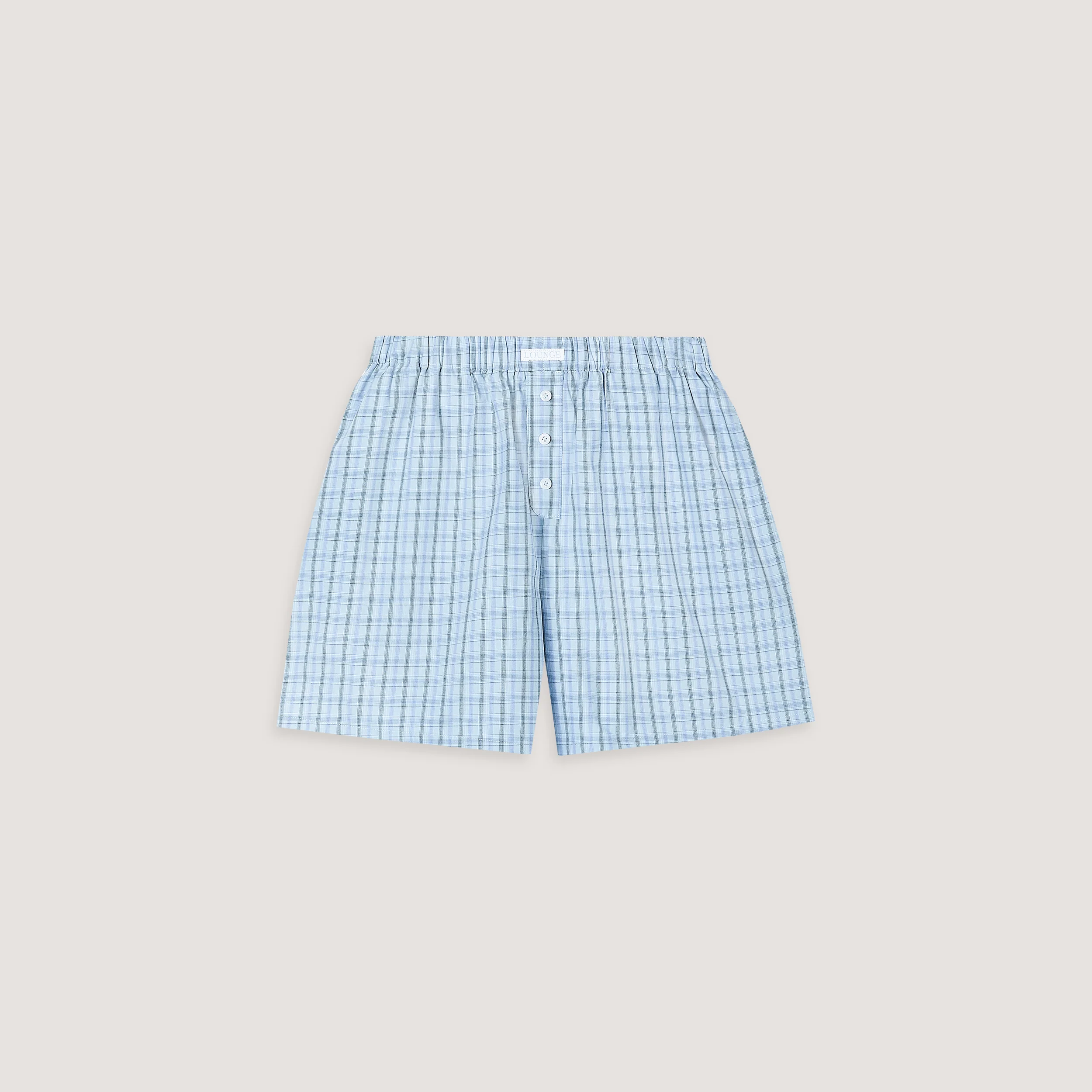 Checked Cotton Shorts - Blue - Image 5