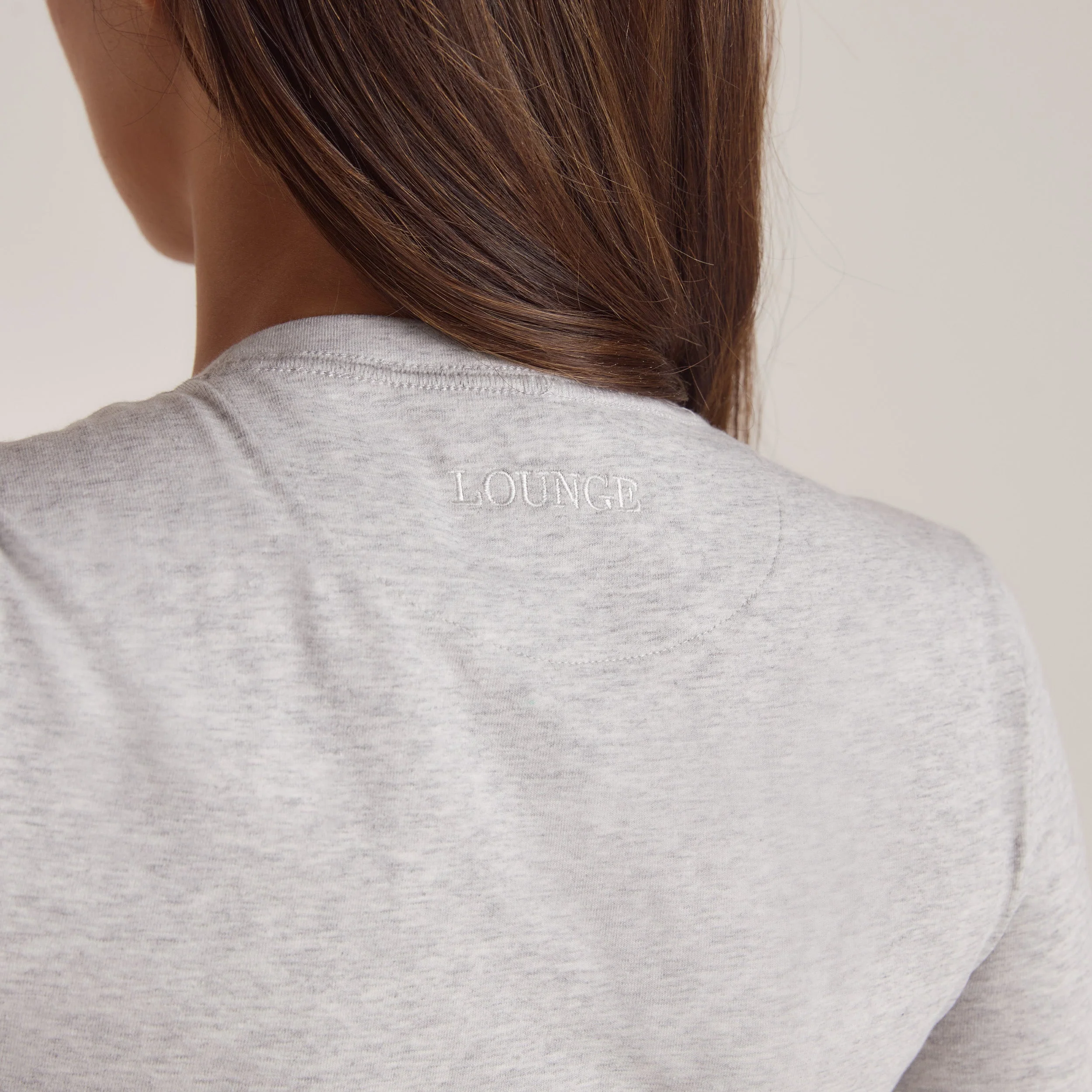 Cotton Blend Long Sleeve Top - Grey Marl - Image 6