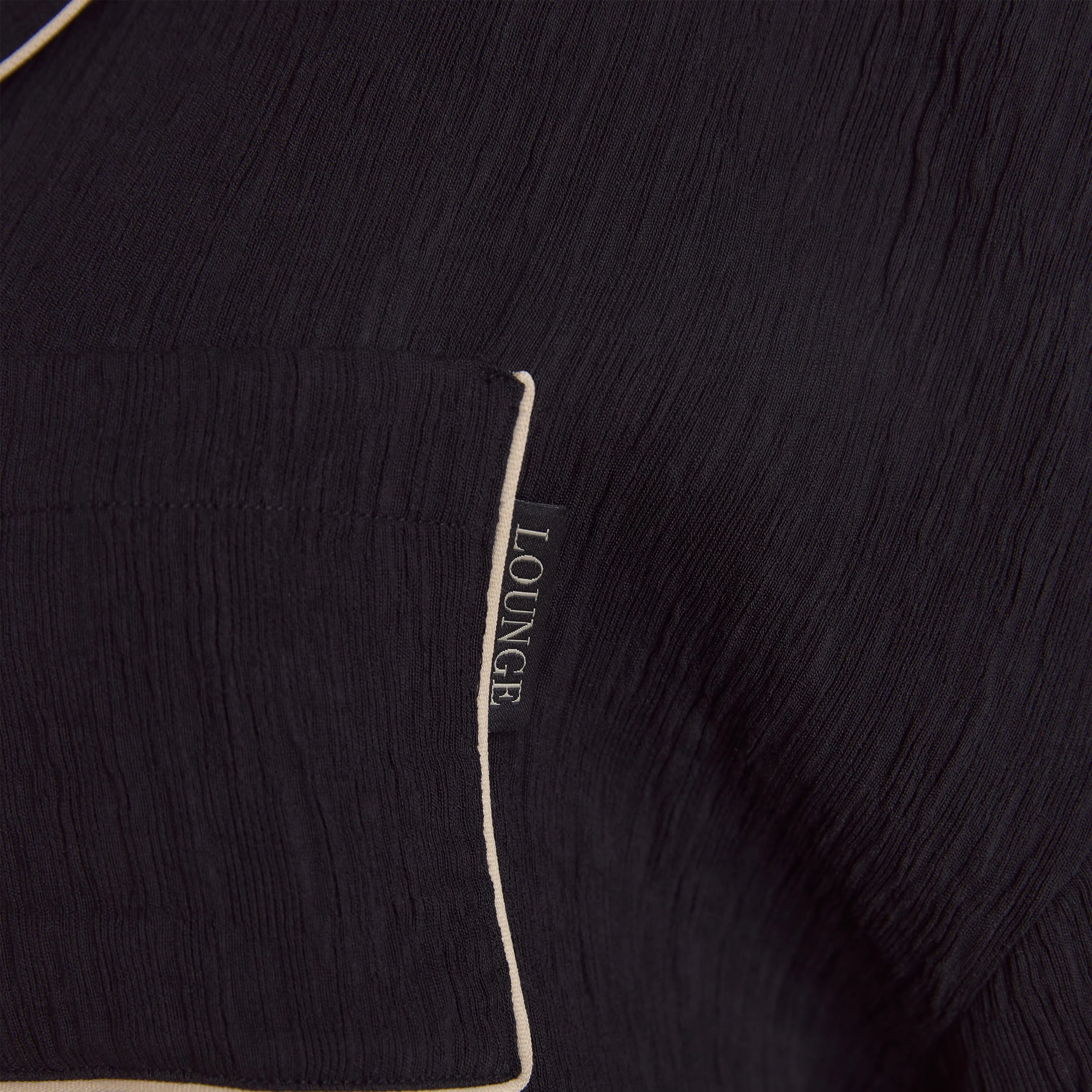 Crinkle Pyjama Shirt - Black - Image 5