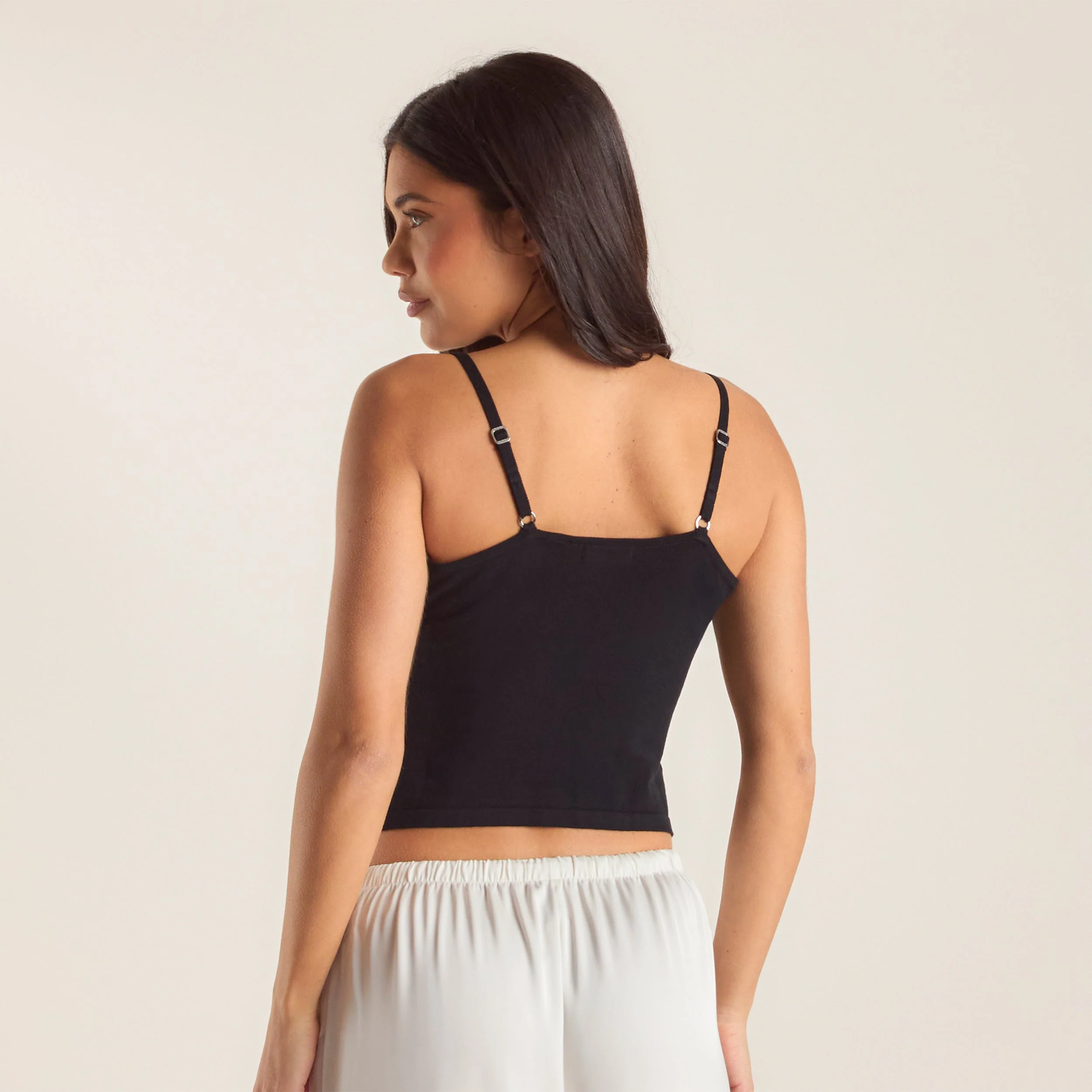 Knitted Cami Top - Black - Image 4