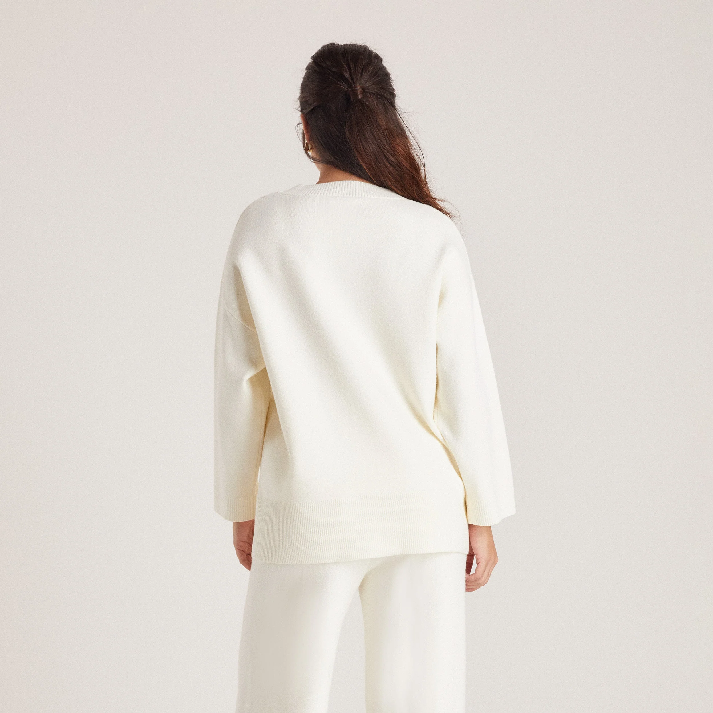 Knitted Crew Neck Jumper - Creme - Image 4