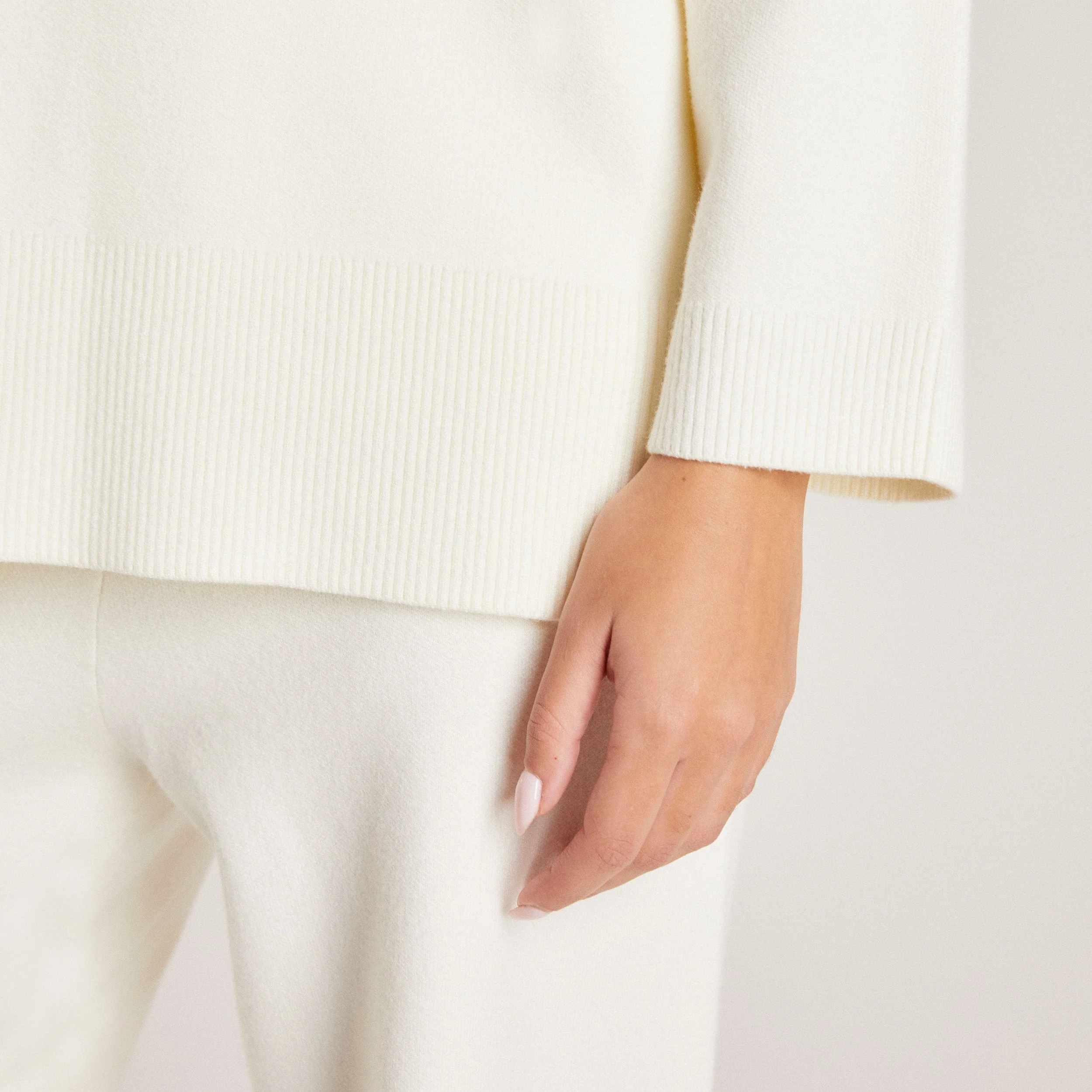 Knitted Crew Neck Jumper - Creme - Image 5