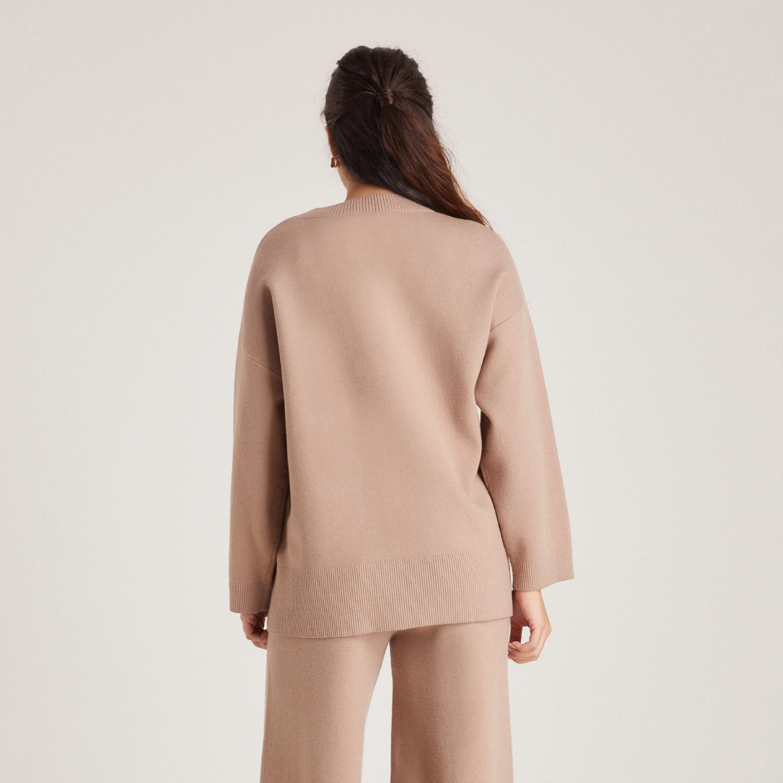 Knitted Crew Neck Jumper - Mink - Image 6