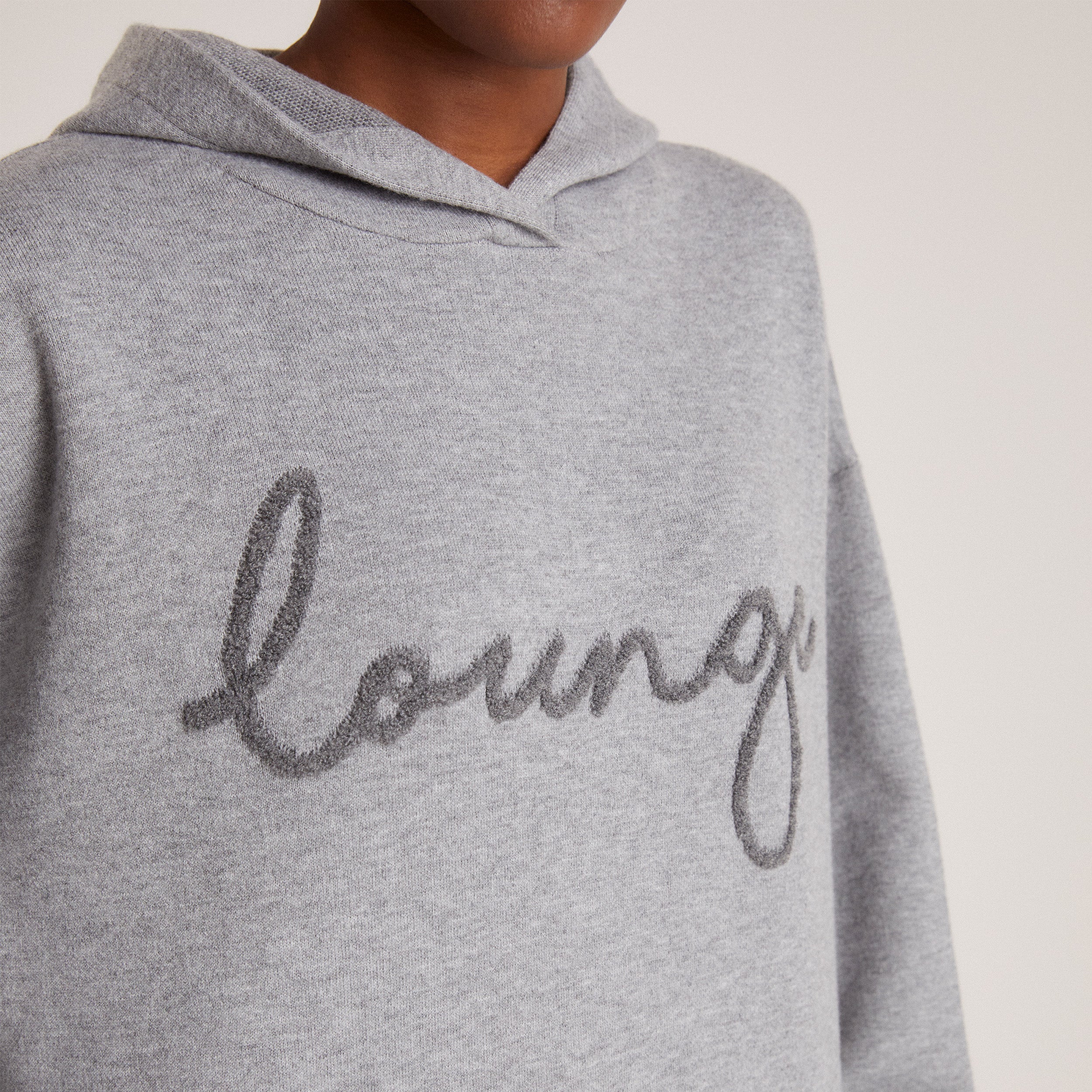 Knitted Lounge Hoodie - Grey Marl - Image 3