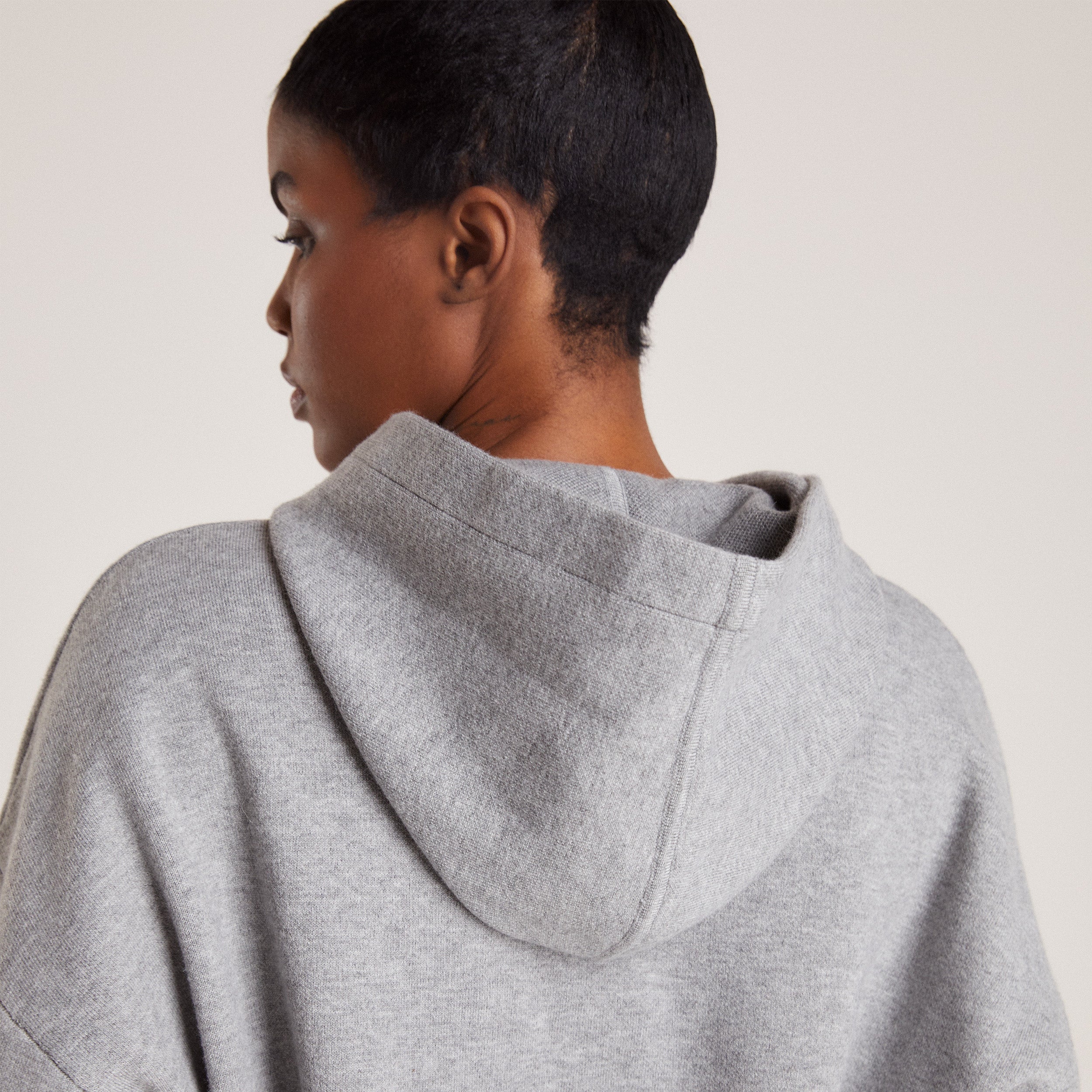 Knitted Lounge Hoodie - Grey Marl - Image 6