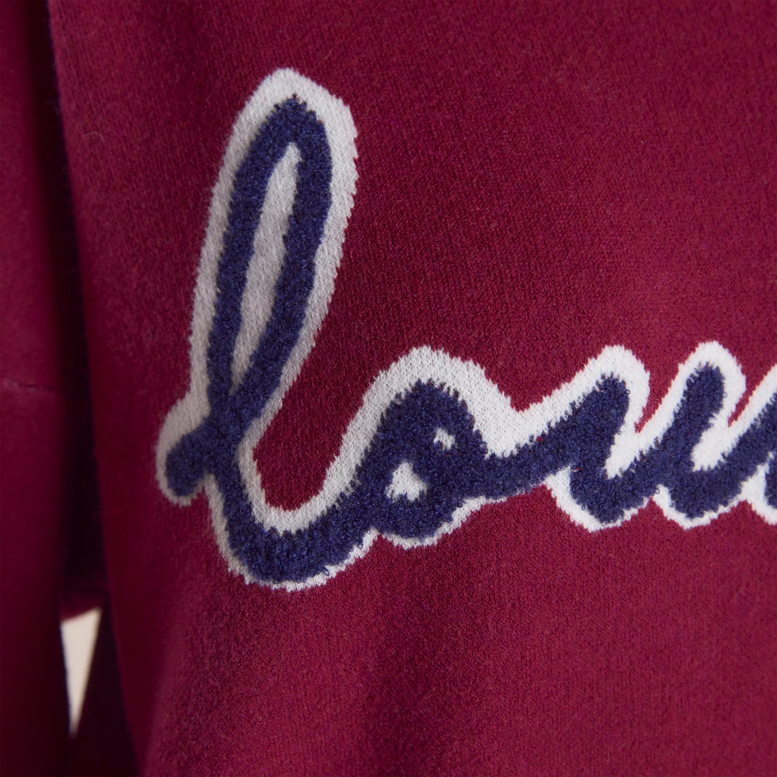 Logo Knitted Crew Neck Jumper - Burgundy - Image 4