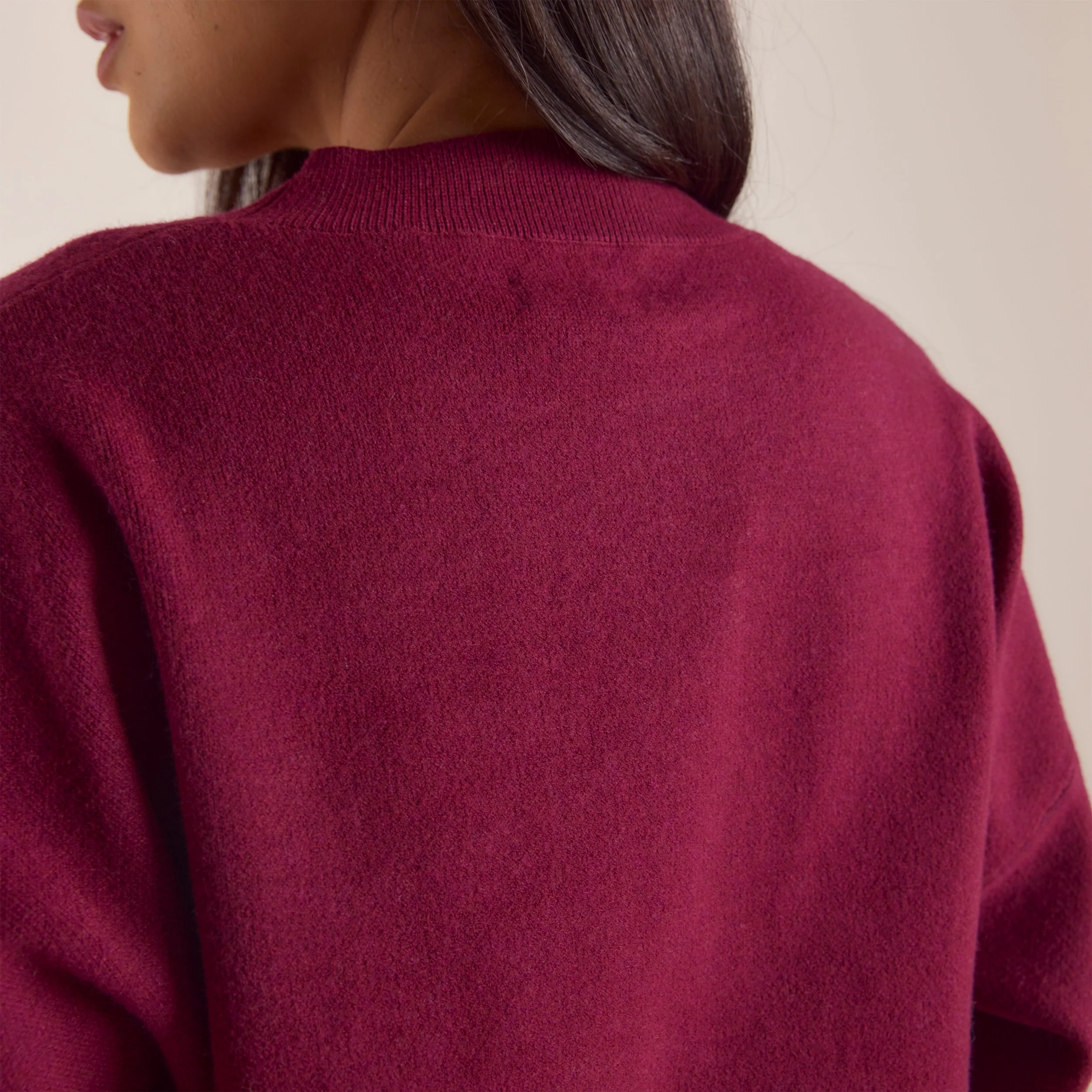 Logo Knitted Crew Neck Jumper - Burgundy - Image 6