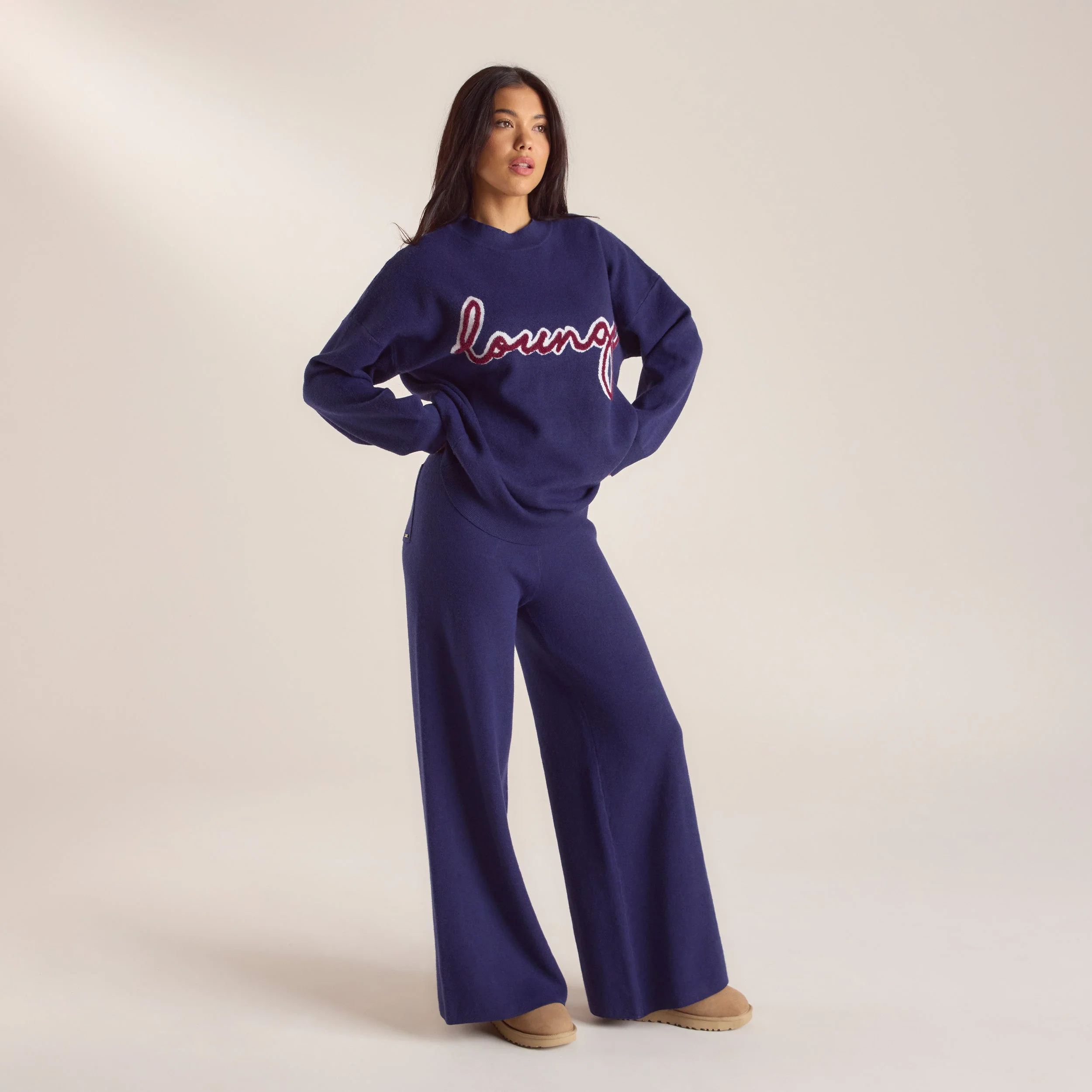 Logo Knitted Crew Neck Jumper - Navy - Image 3