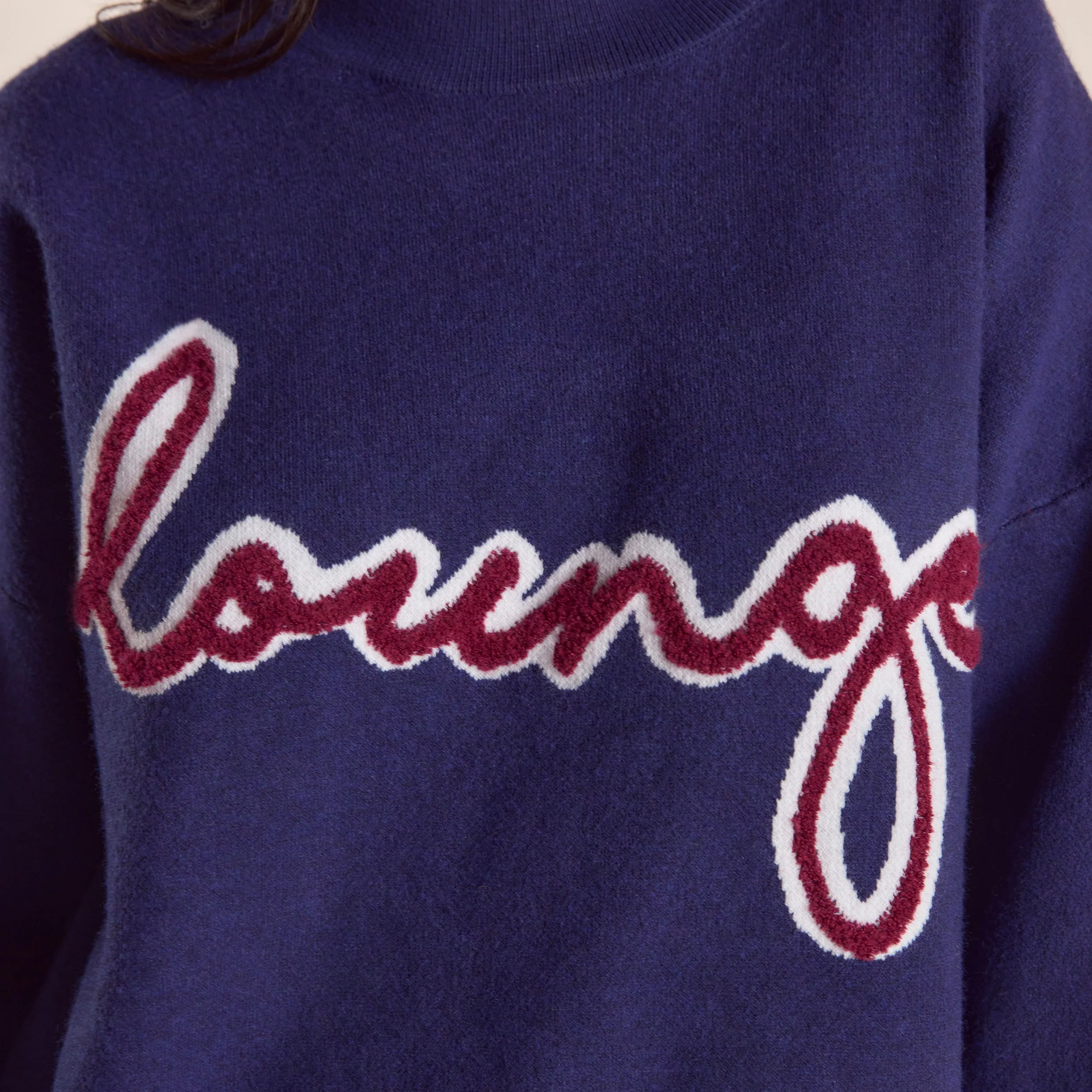 Logo Knitted Crew Neck Jumper - Navy - Image 4