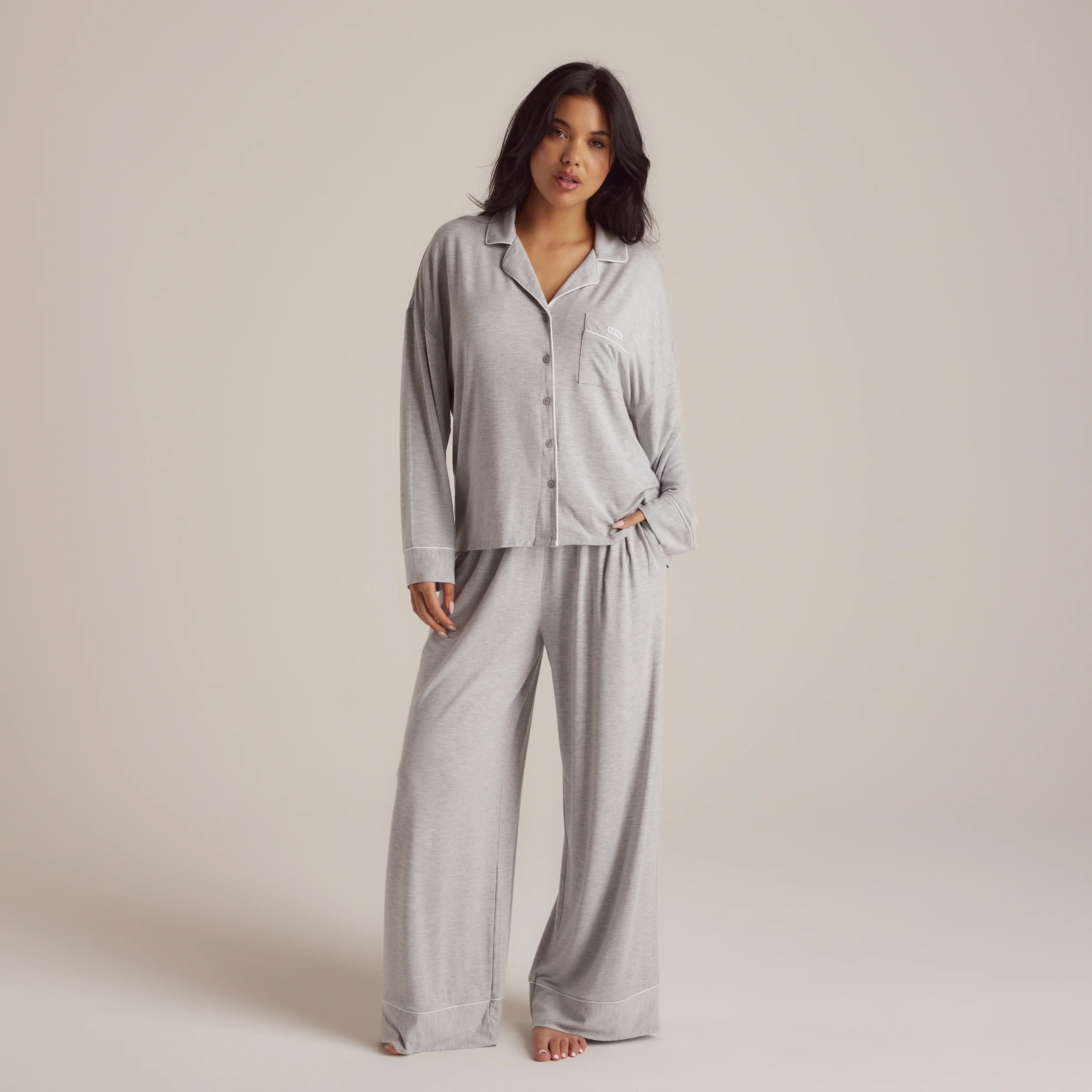 Modal Pyjama Bottoms - Grey Marl - Image 3