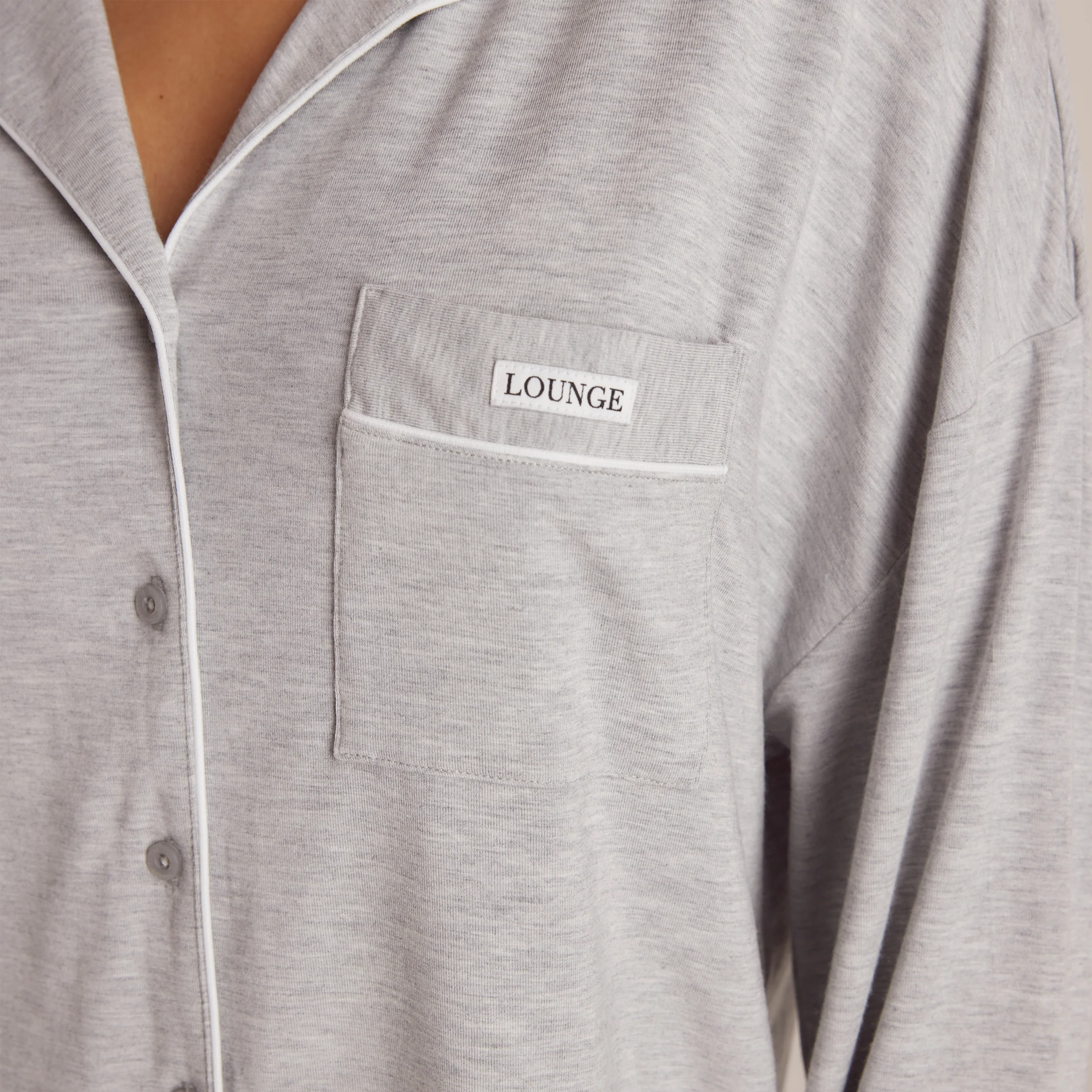 Modal Pyjama Shirt - Grey Marl - Image 6