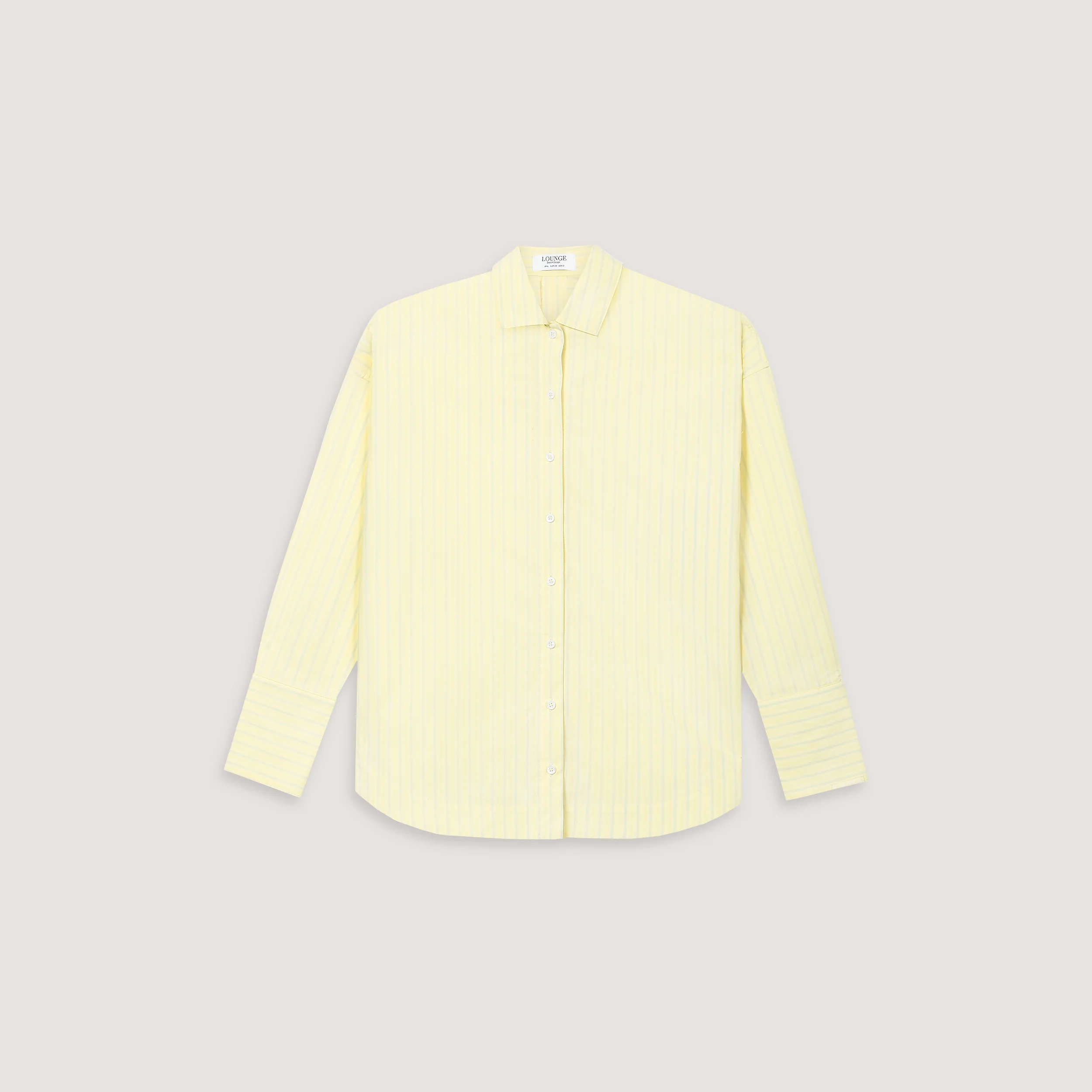 Oversized Striped Cotton Shirt - Yellow - Image 7