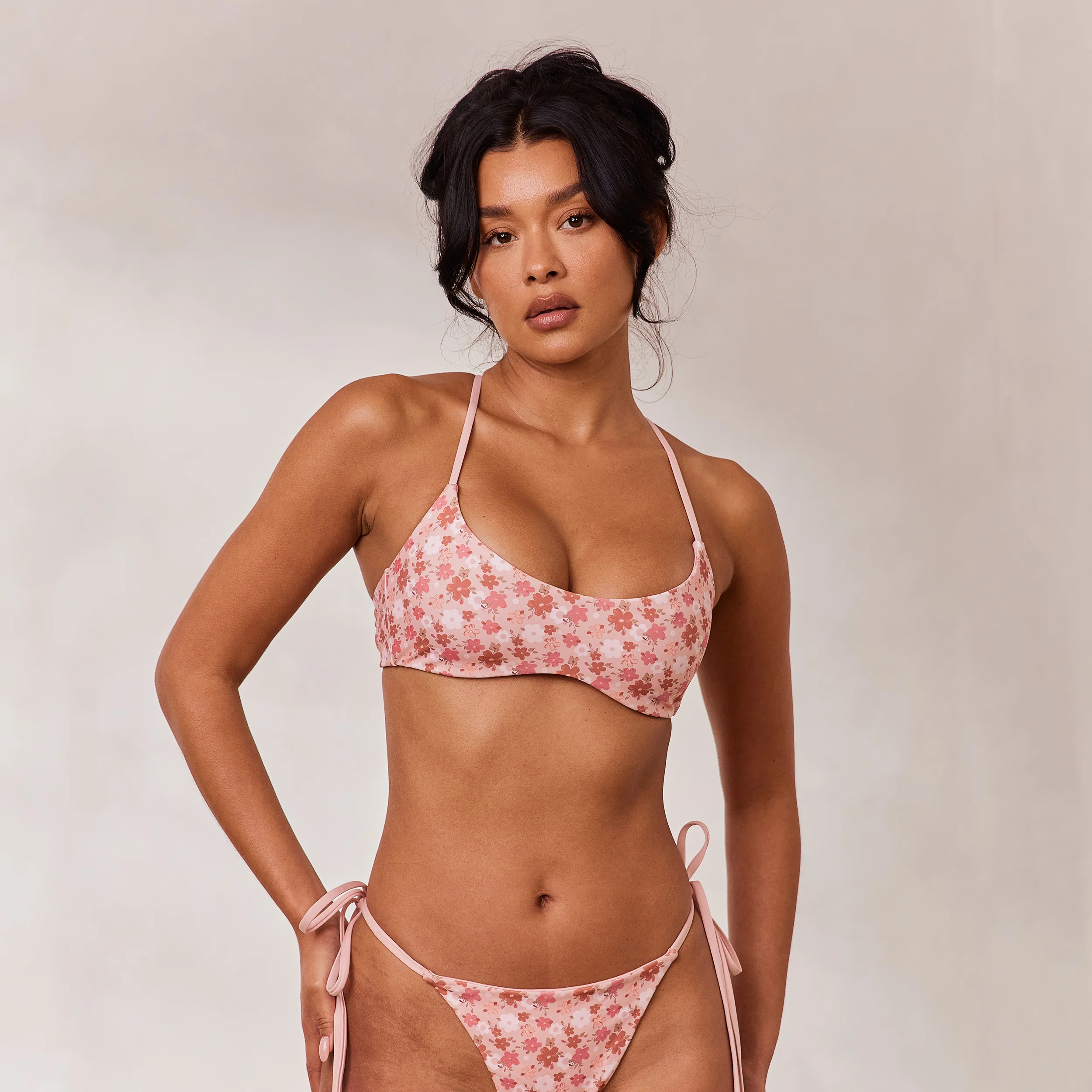 Reversible Bralette Bikini Top - Pink/Floral - Image 4