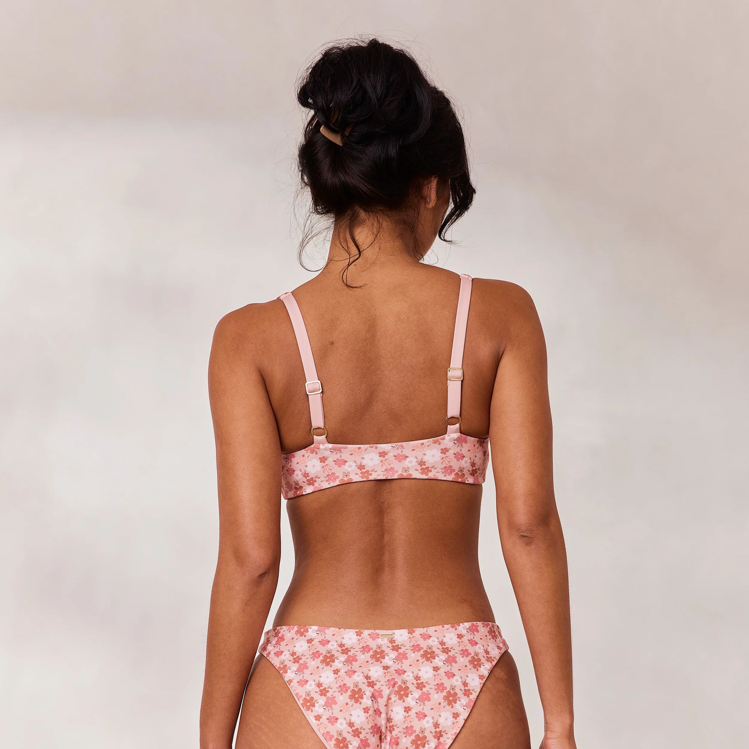 Reversible Plunge Bikini Top - Pink/Floral - Image 5