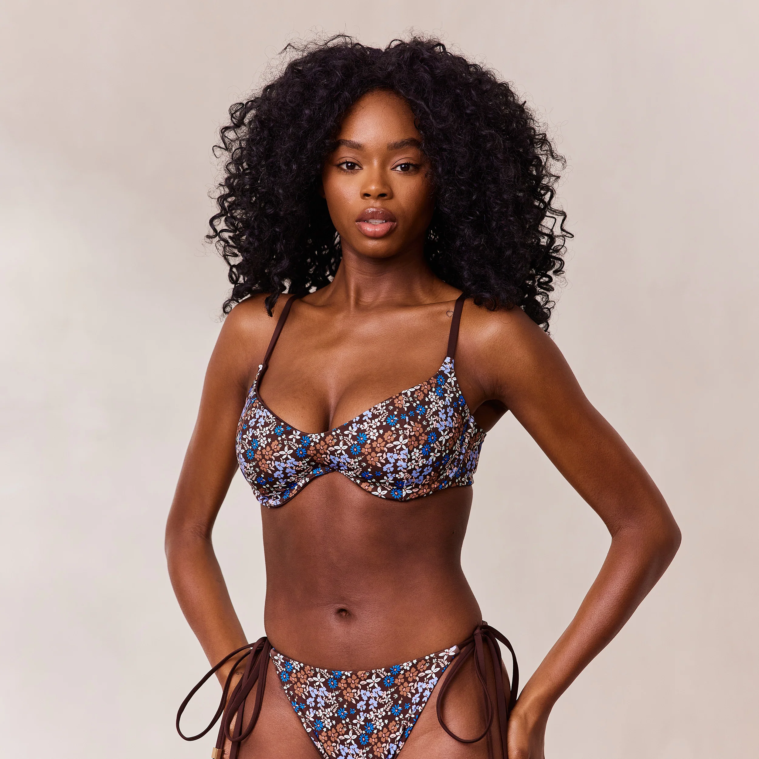 Reversible Underwire Bikini Top - Brown/Floral - Image 7