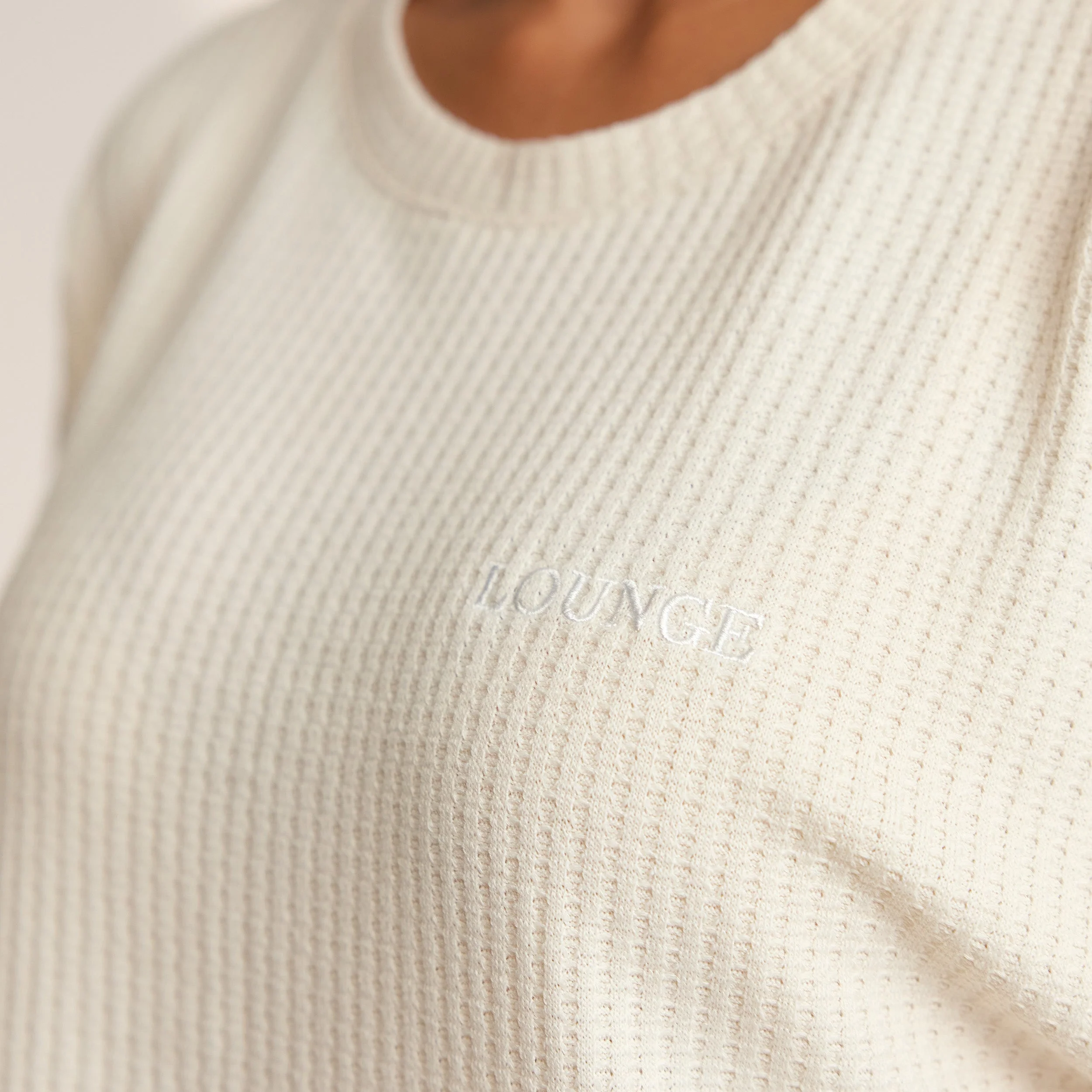 Soft Waffle Pyjama Top - Cream - Image 3