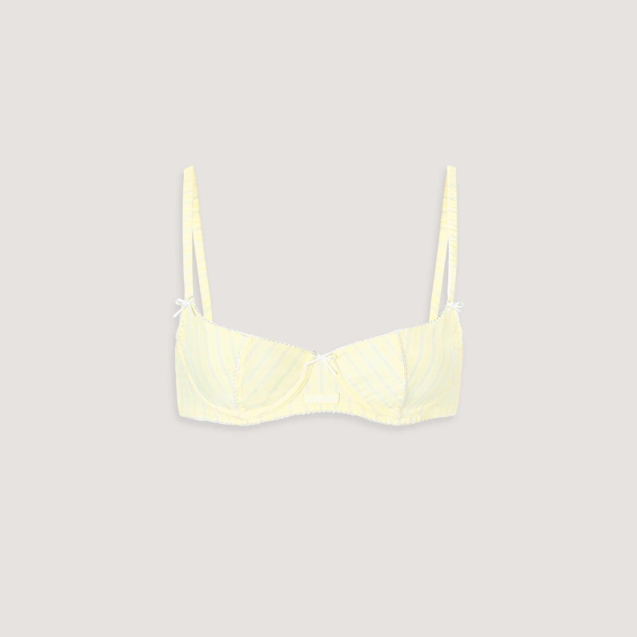 Striped Cotton Balcony Bra - Yellow - Image 7