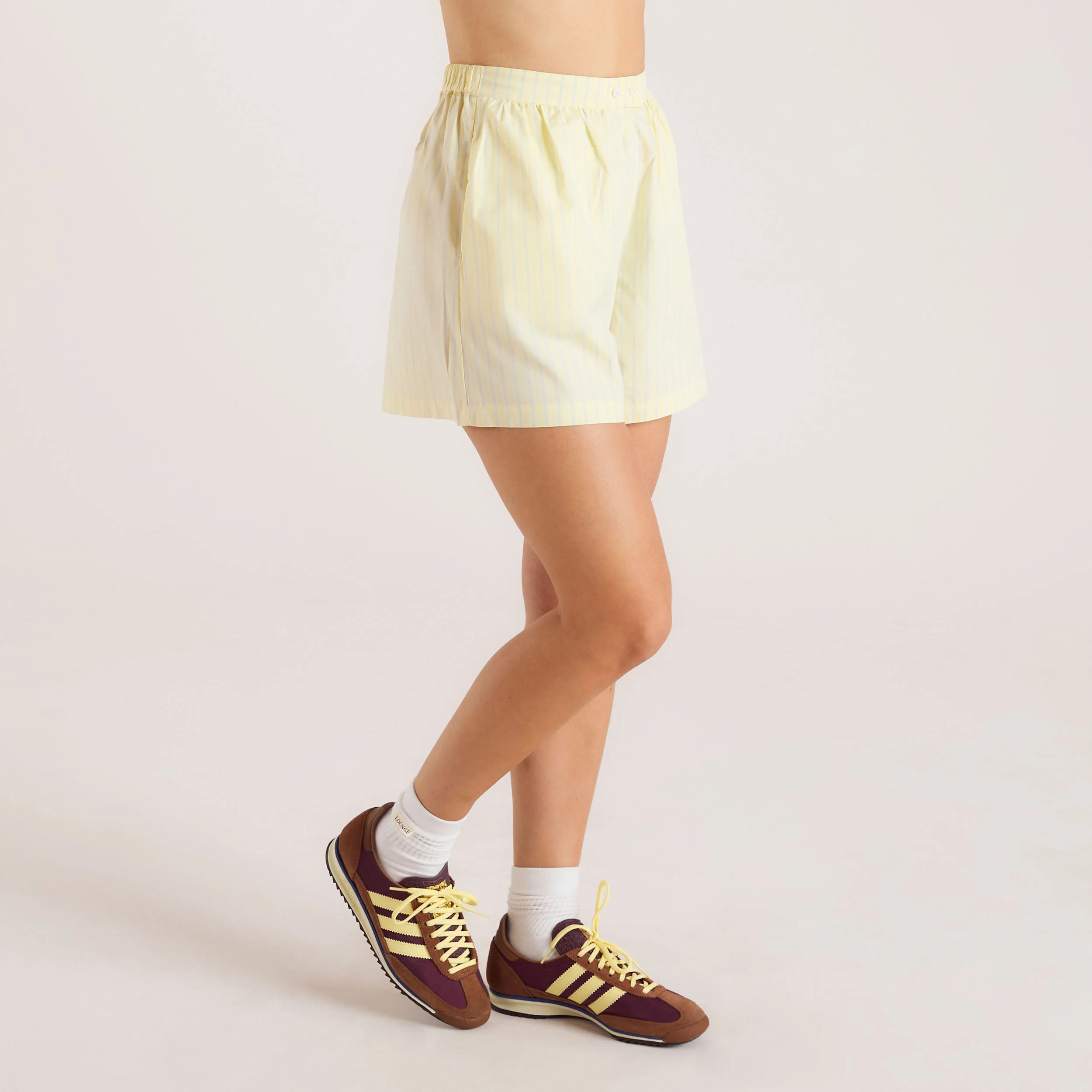 Striped Cotton Shorts - Yellow - Image 4