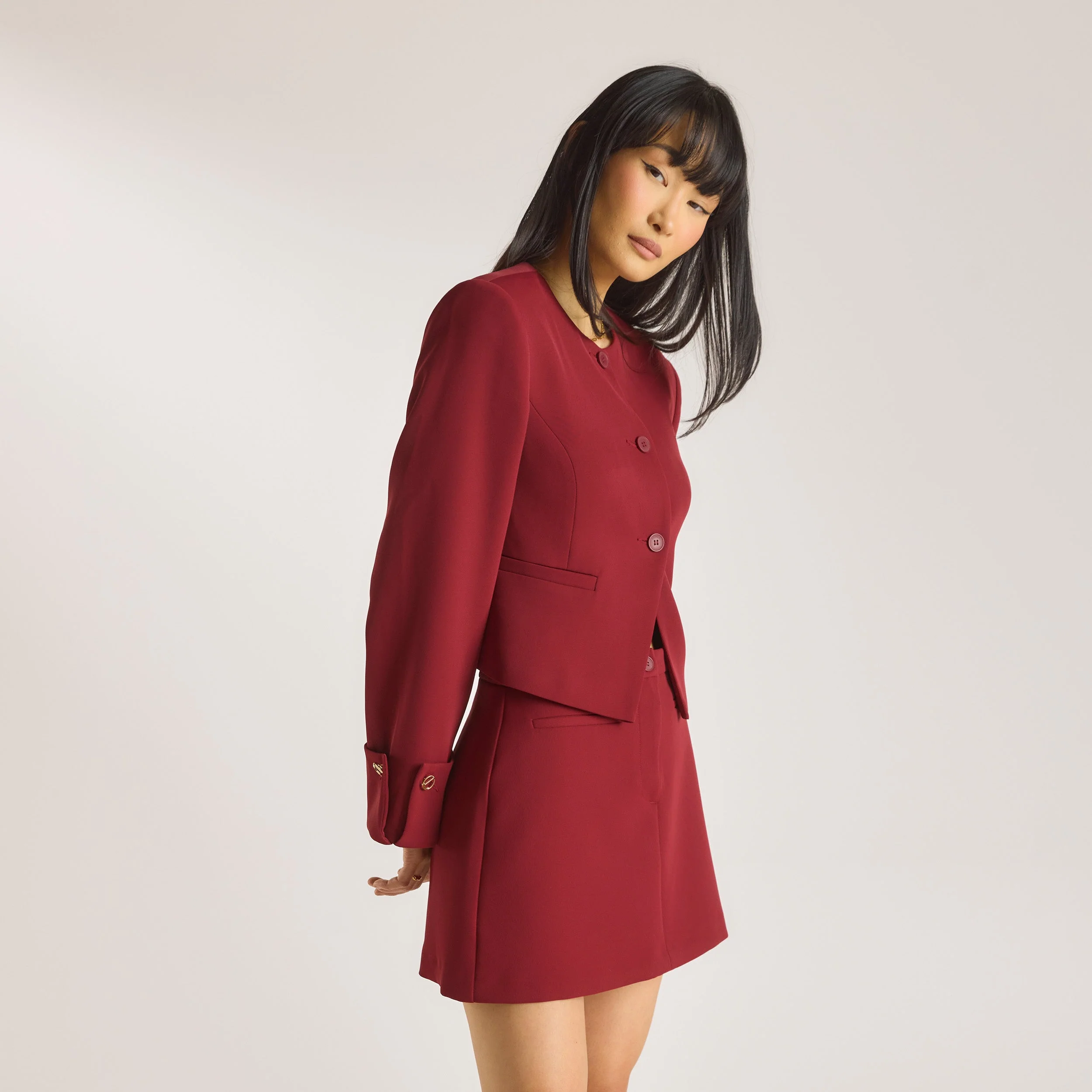 Structured Jacket - Wine - Image 5