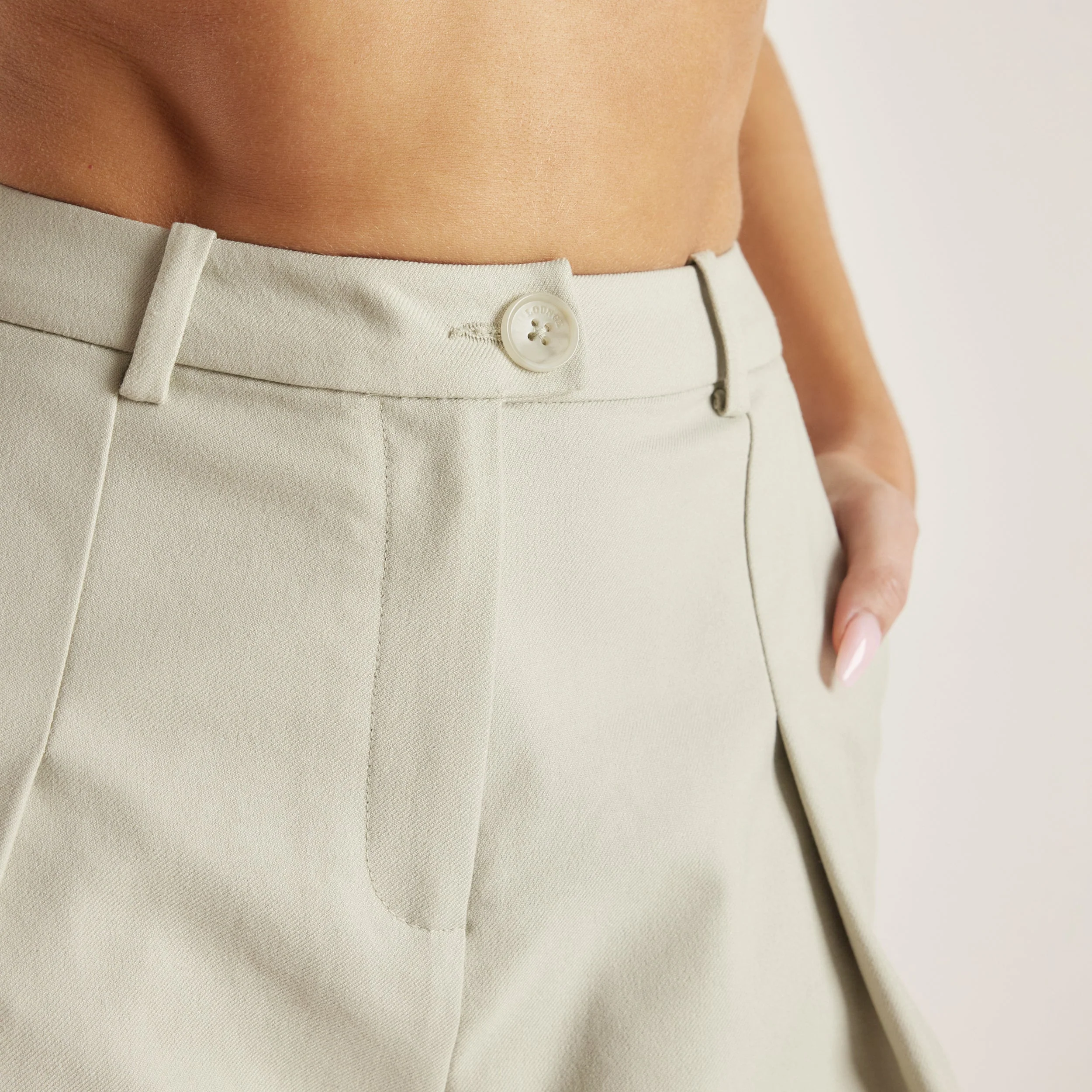 Longline Tailored Shorts - Sage - Image 4