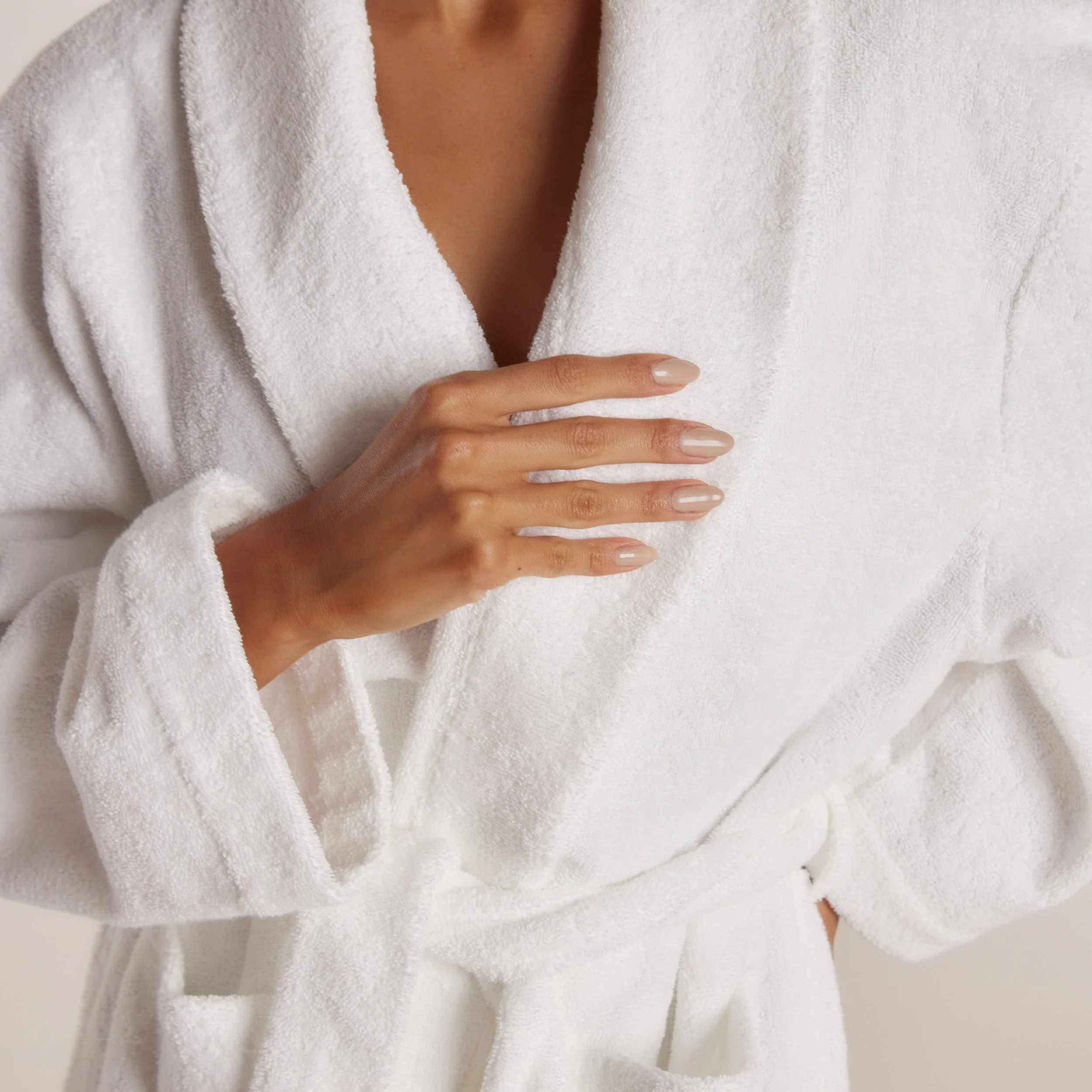 Towelling Dressing Gown - White - Image 3