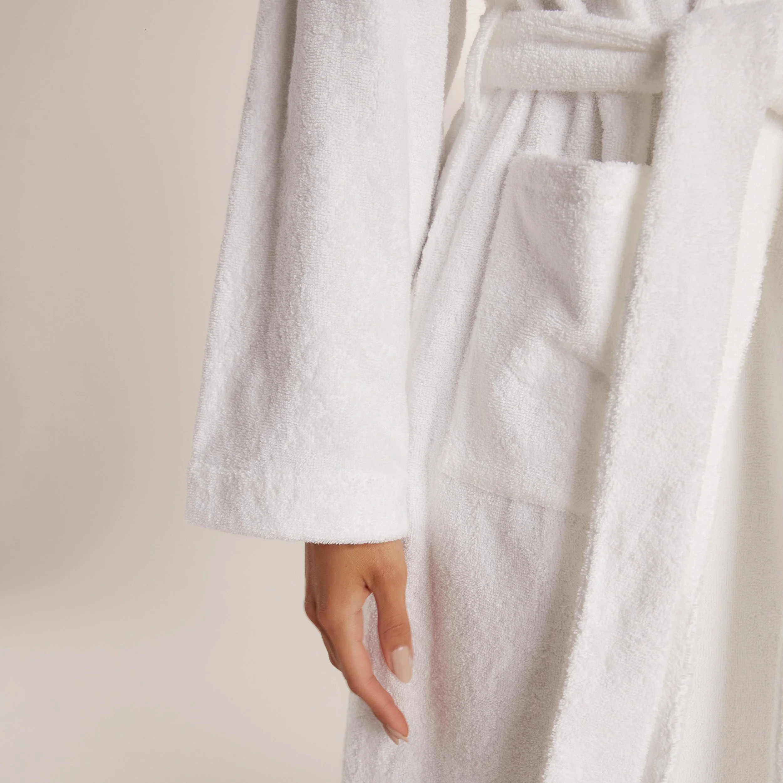 Towelling Dressing Gown - White - Image 5