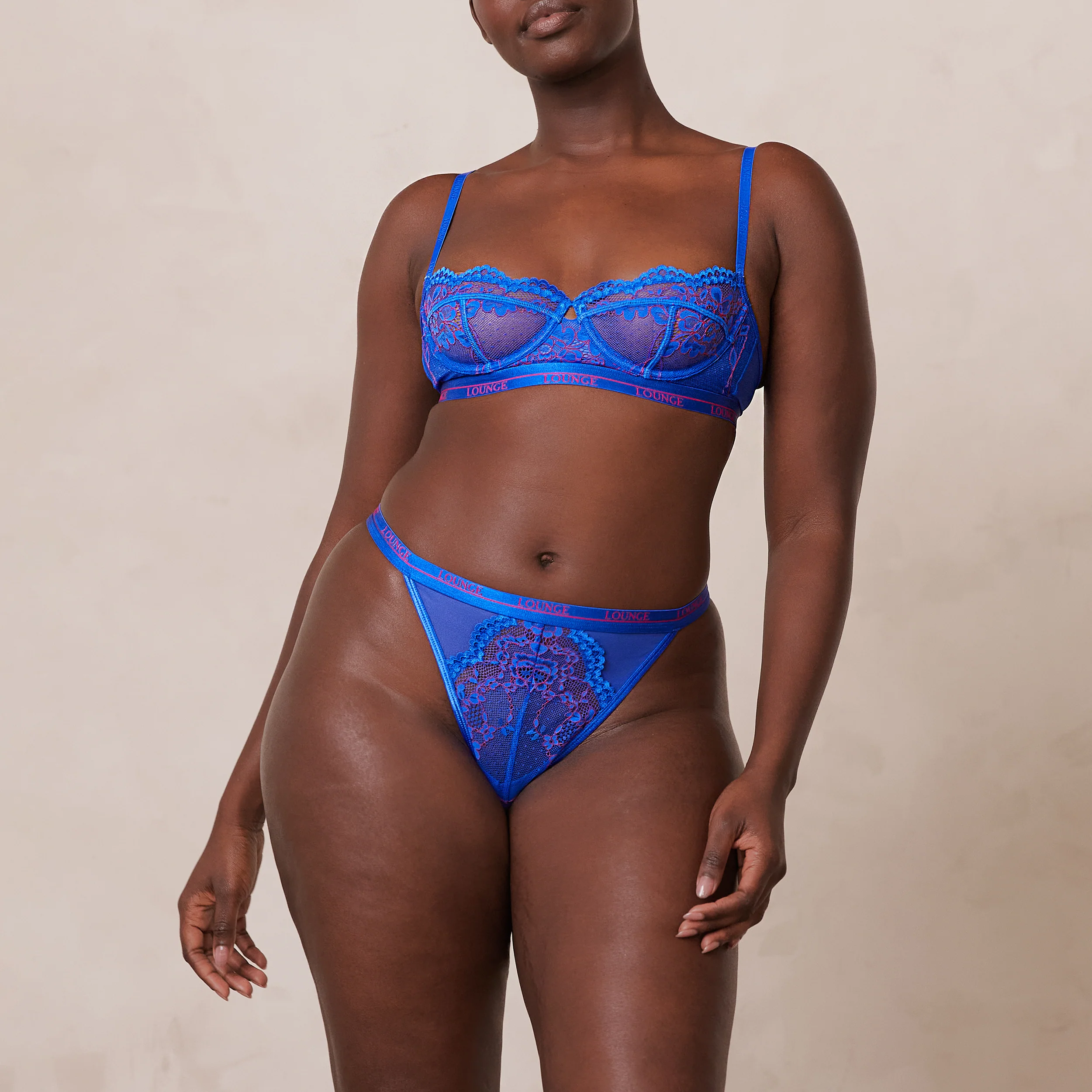 Two-Tone Blossom Balcony Bra  - Blue - Image 9
