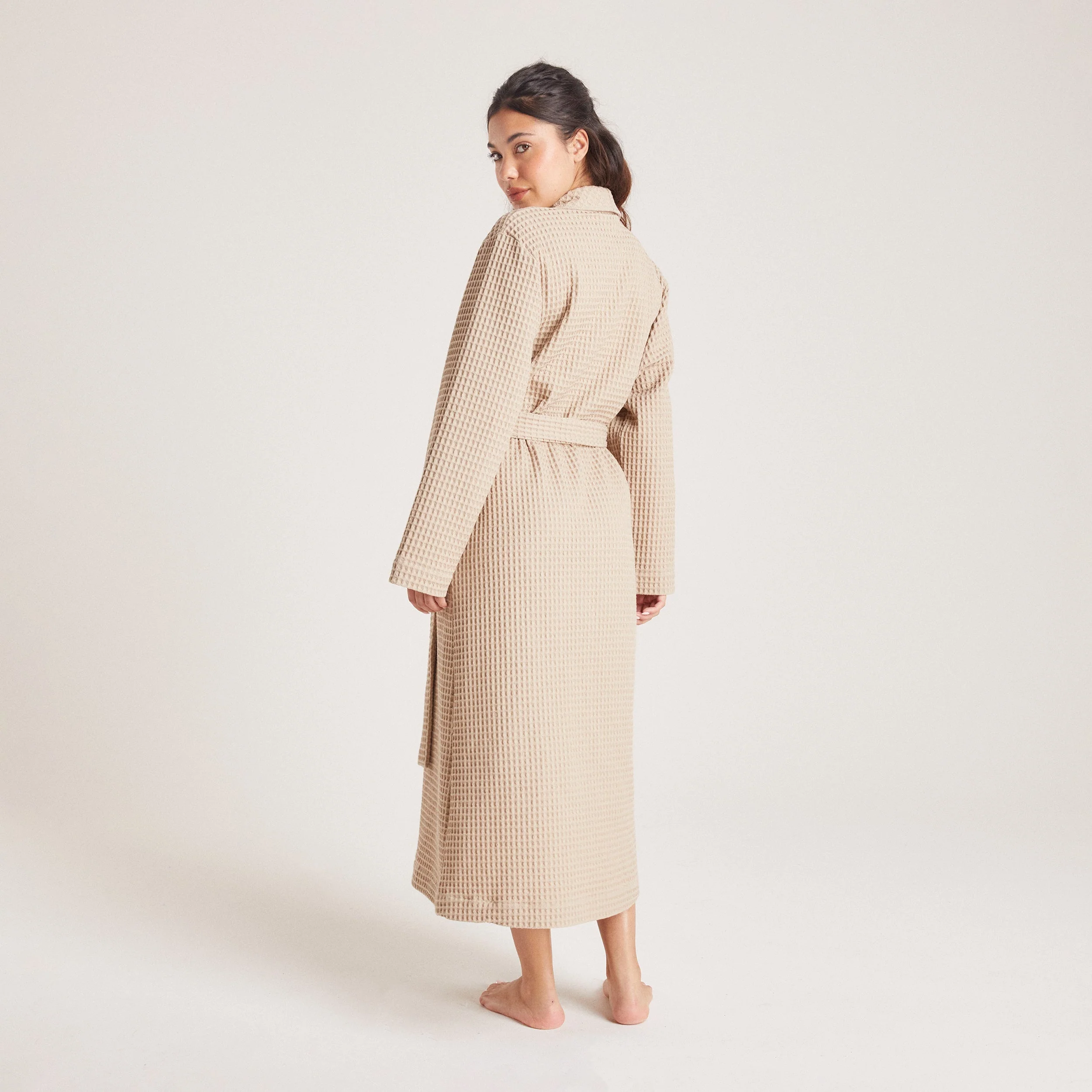 Waffle Dressing Gown - Mink - Image 5