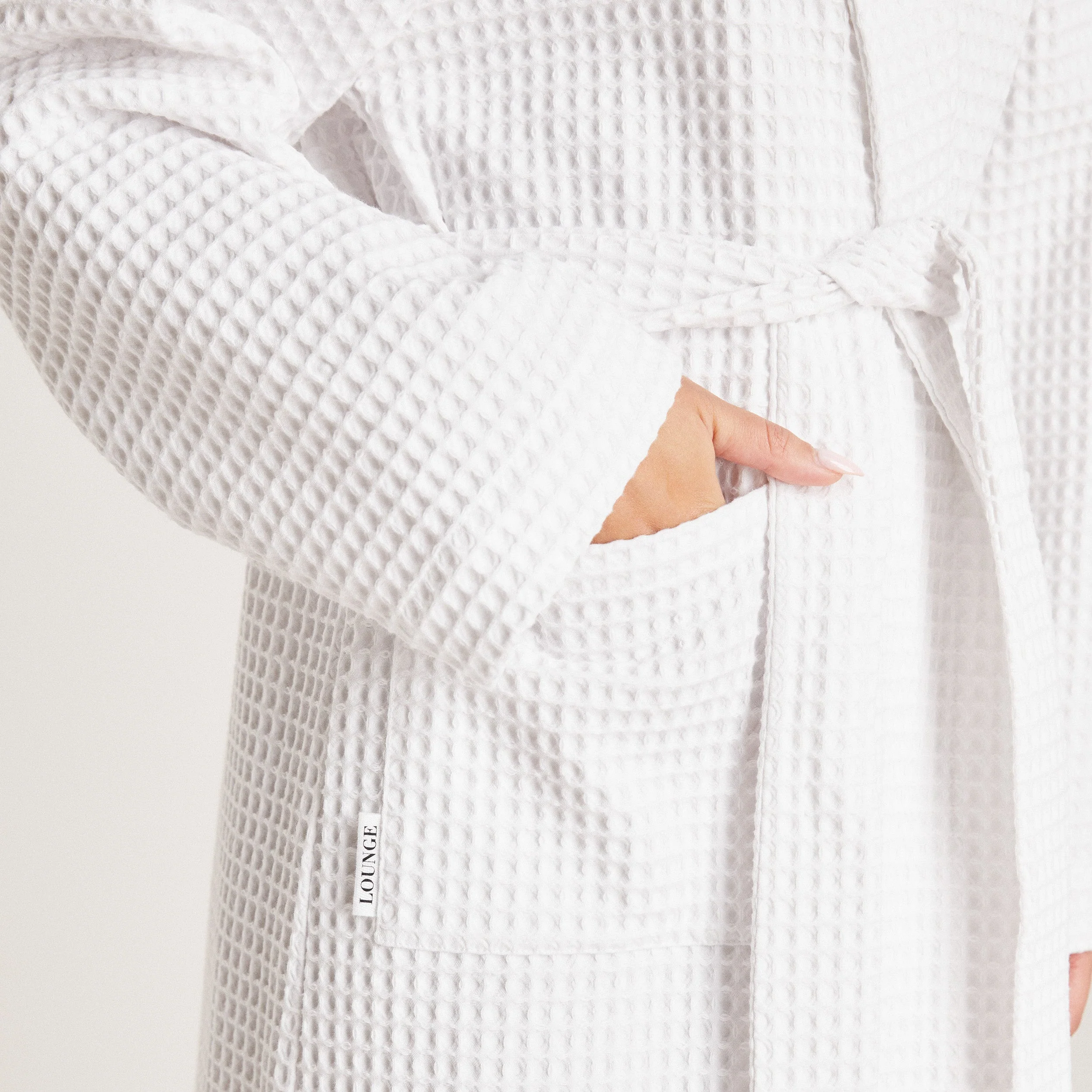 Waffle Dressing Gown - White - Image 5