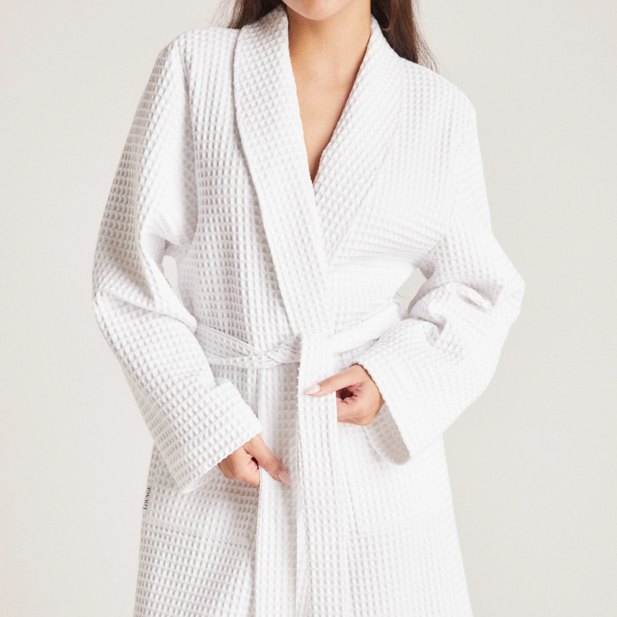 Waffle Dressing Gown - White - Image 6