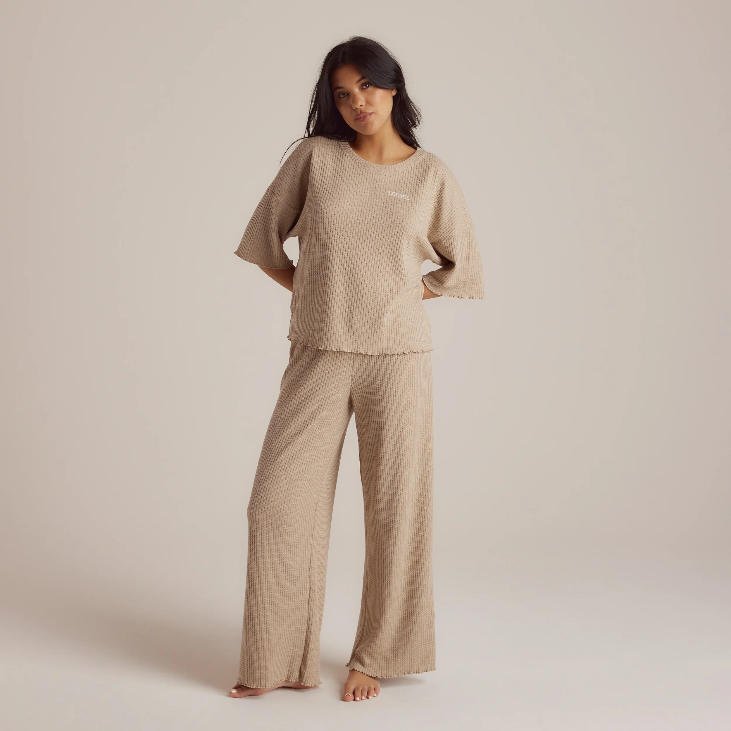 Soft Waffle Pyjama Bottoms - Mink - Image 3