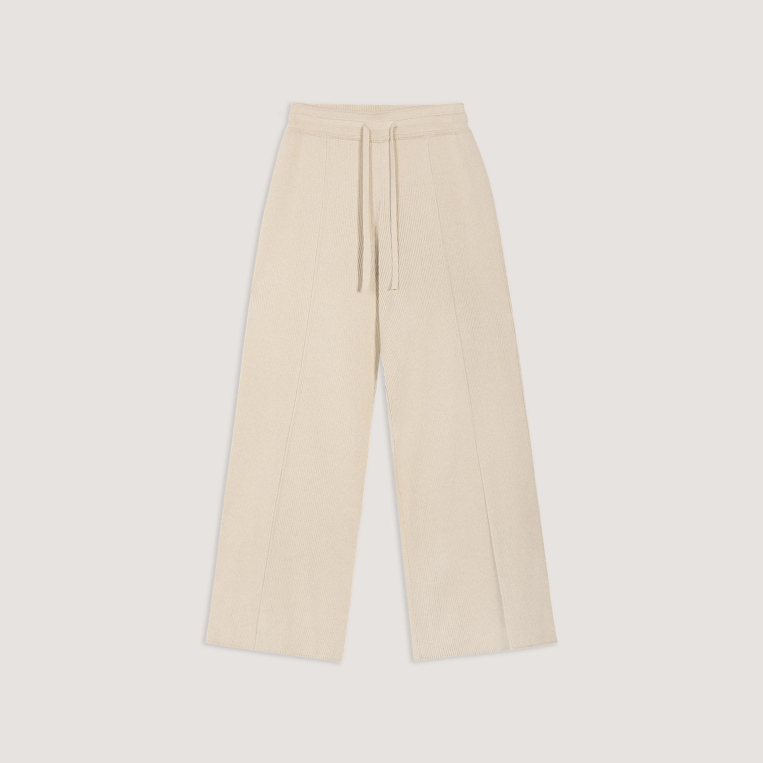 Wide Leg Knitted Trousers - Cream - Image 7